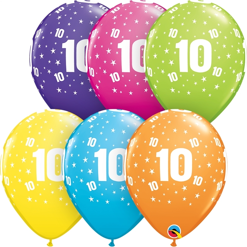 Qualatex Latexballon 10. Geburtstag verschiedene Farben Ø 30cm