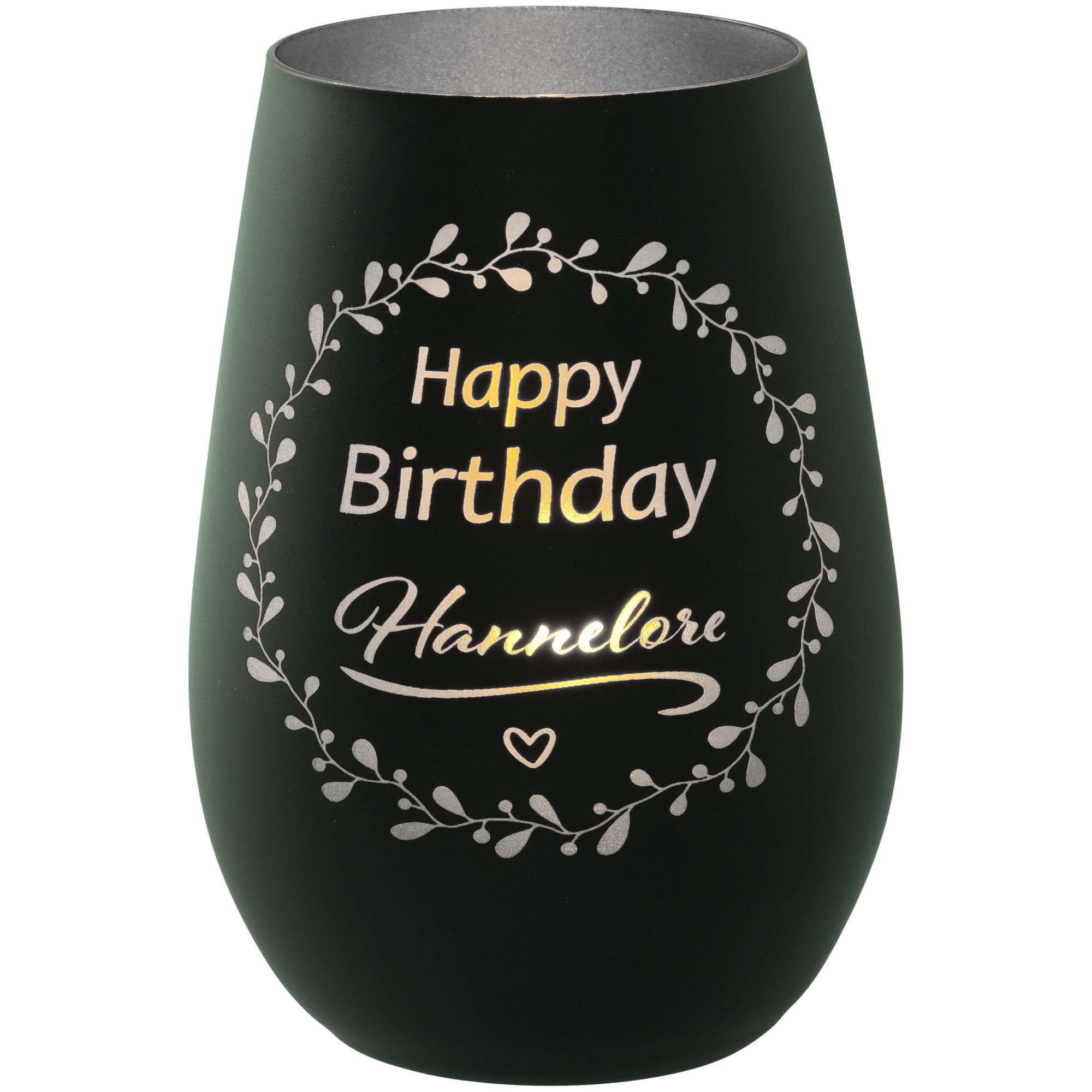 Windlicht Happy Birthday "Name" Schwarz/Silber Windlicht Happy Birthday "Name" Schwarz/Silber