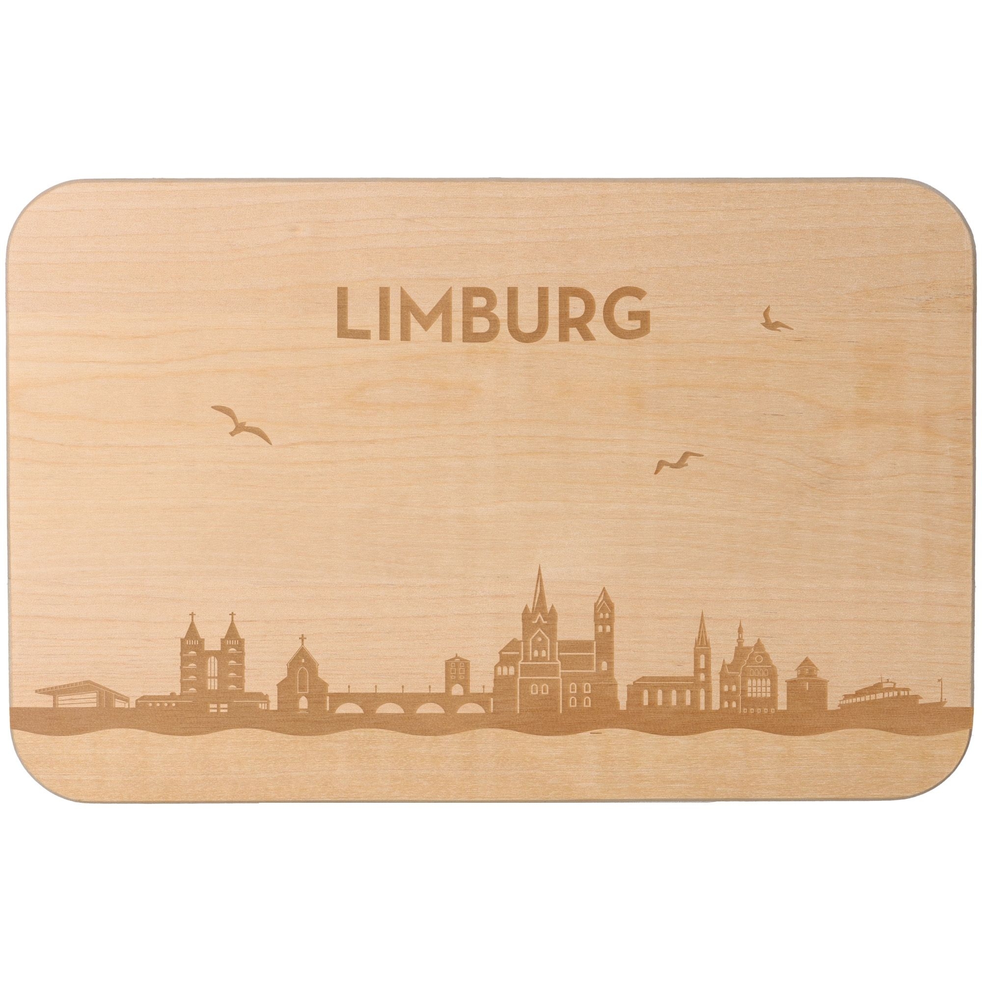 Frühstücksbrett Skyline Limburg 23cm x 15cm x 1cm Holz, Matte, Sperrholz