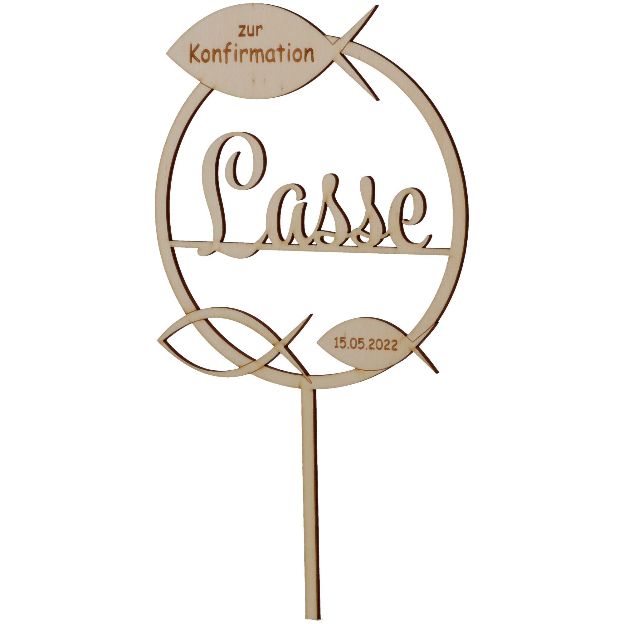 Cake Topper Konfirmation "Name & Datum" Holz Cake Topper Konfirmation "Name & Datum" Holz