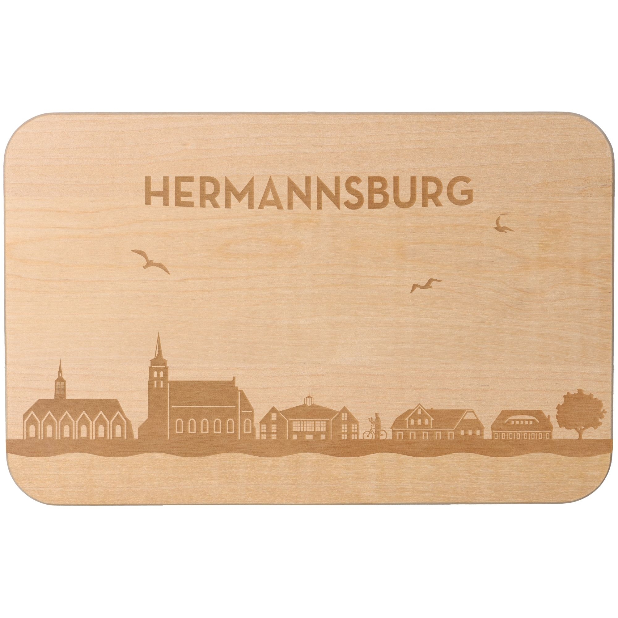 Frühstücksbrett Skyline Hermannsburg 23cm x 15cm x 1cm Holz, Sperrholz, Matte
