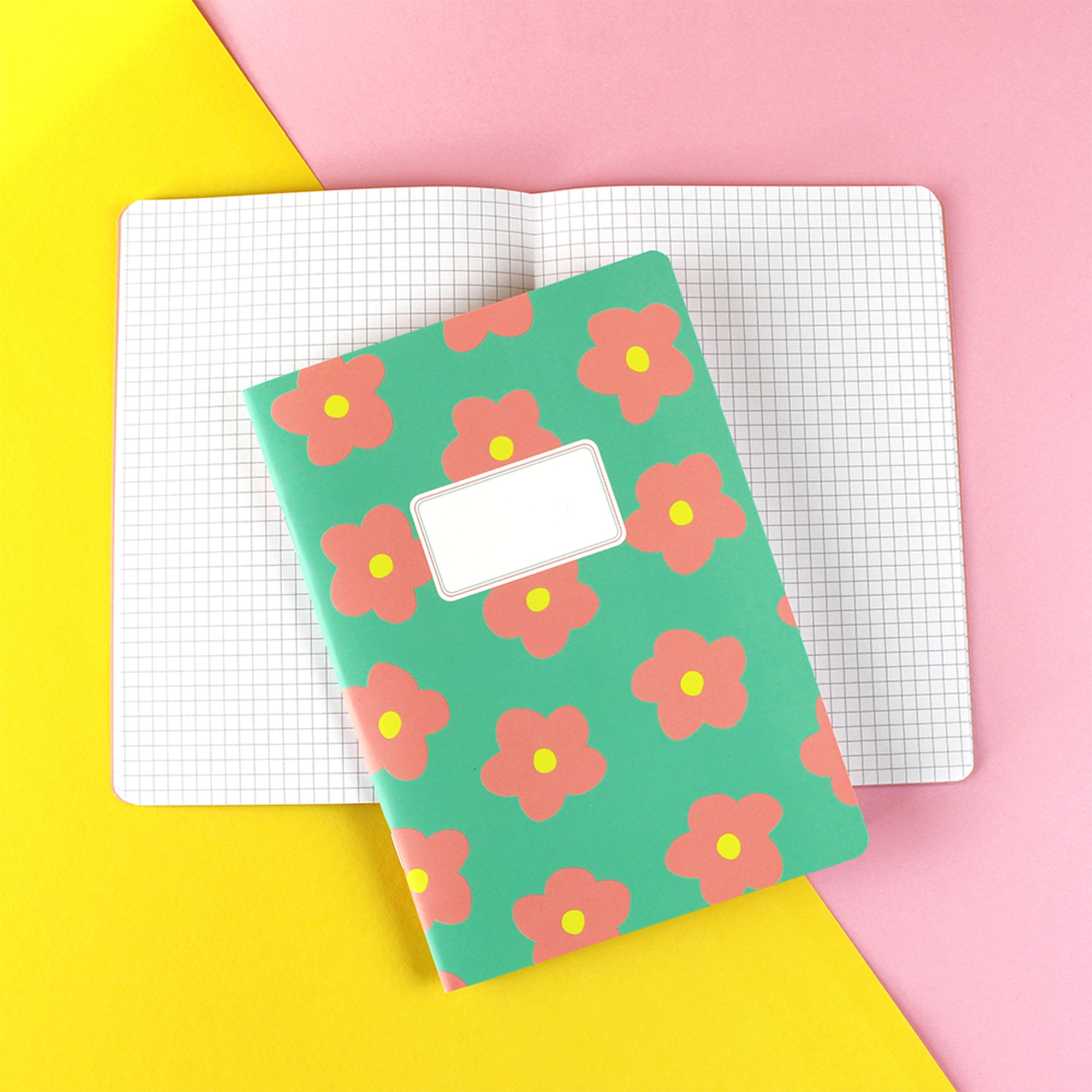 Notizbuch, Blumenmuster, Grün, Einband, Notizblock