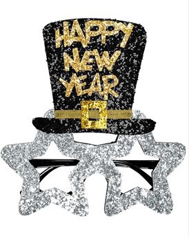 Brille " Happy New Year", Silber/Schwarz/Gold Brille " Happy New Year", Silber/Schwarz/Gold