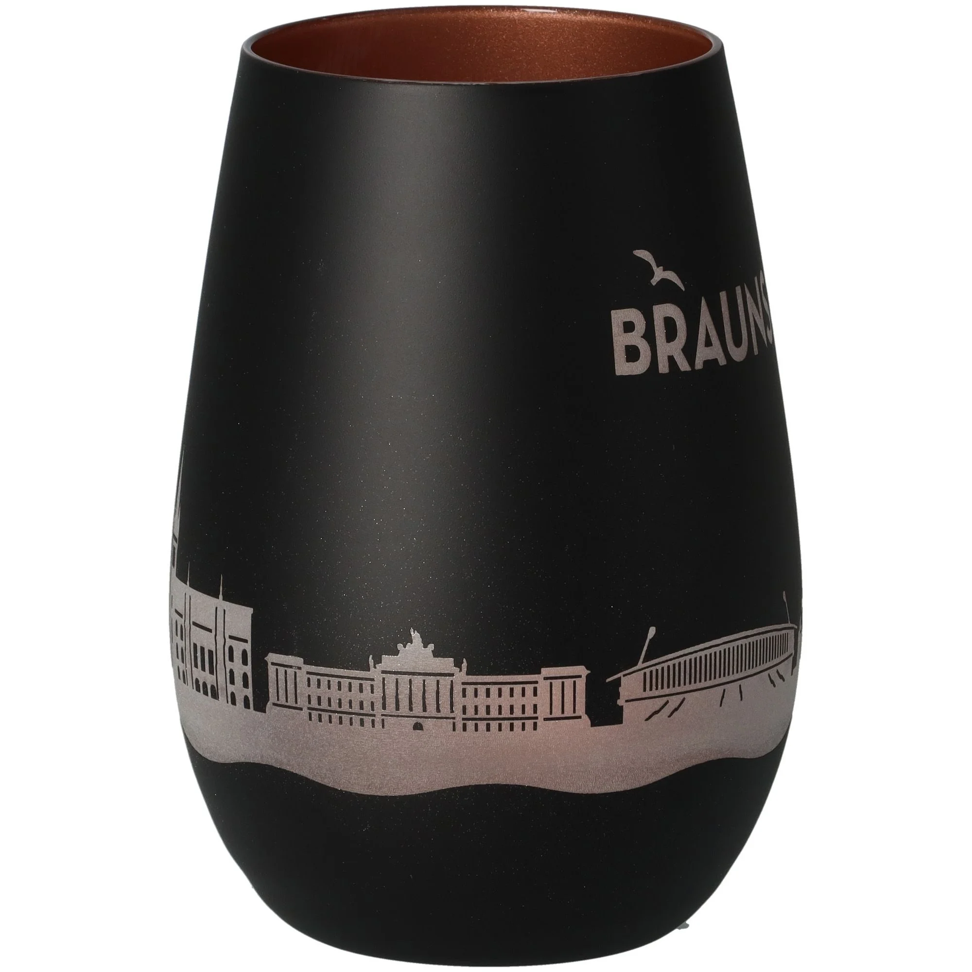 Vase, schwarze Vase, Keramik, Stadt skyline, matte Oberfläche
