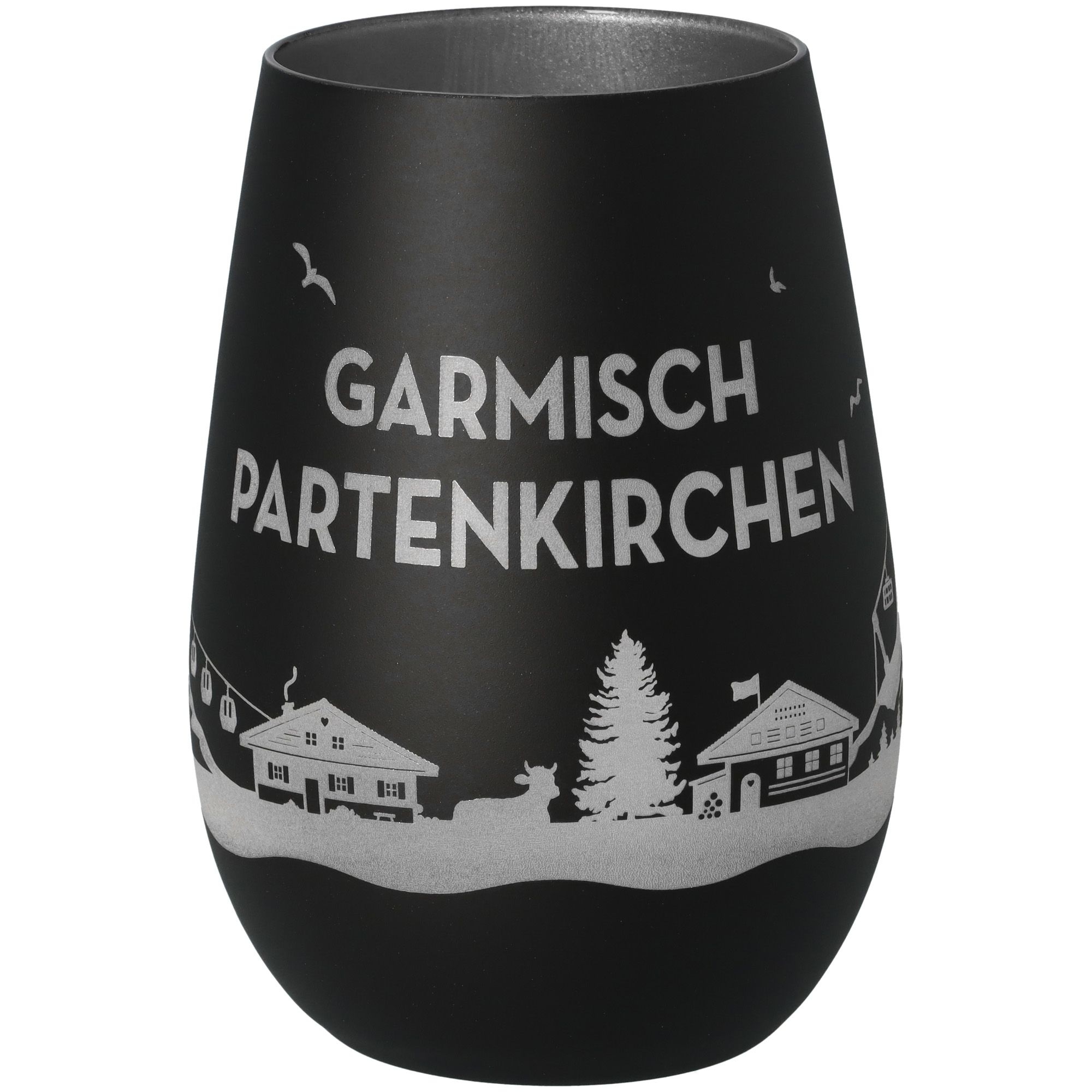Windlicht Skyline Garmisch-Partenkirchen Schwarz/Silber Krug, Töpferei, Glas, Vase