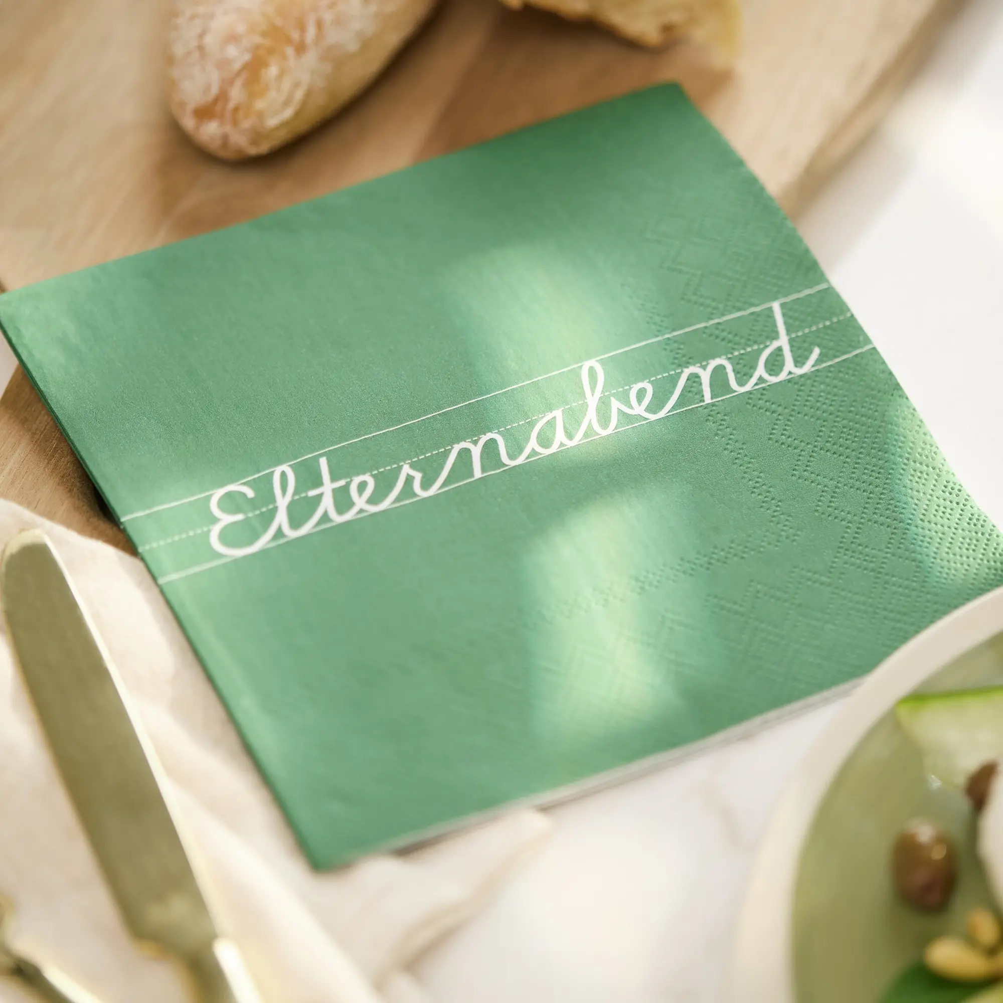 grünes Kärtchen, Einladungskarte, Elternabend, Papierkarte, Text auf Karte