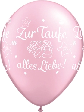 Qualatex Latexballon "Zur Taufe alles Liebe!" Pearl Rosa Ø 30cm