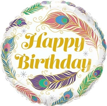 Folienballon Happy Birthday "Pfauenfeder" 45cm Folienballon Happy Birthday "Pfauenfeder" 45cm