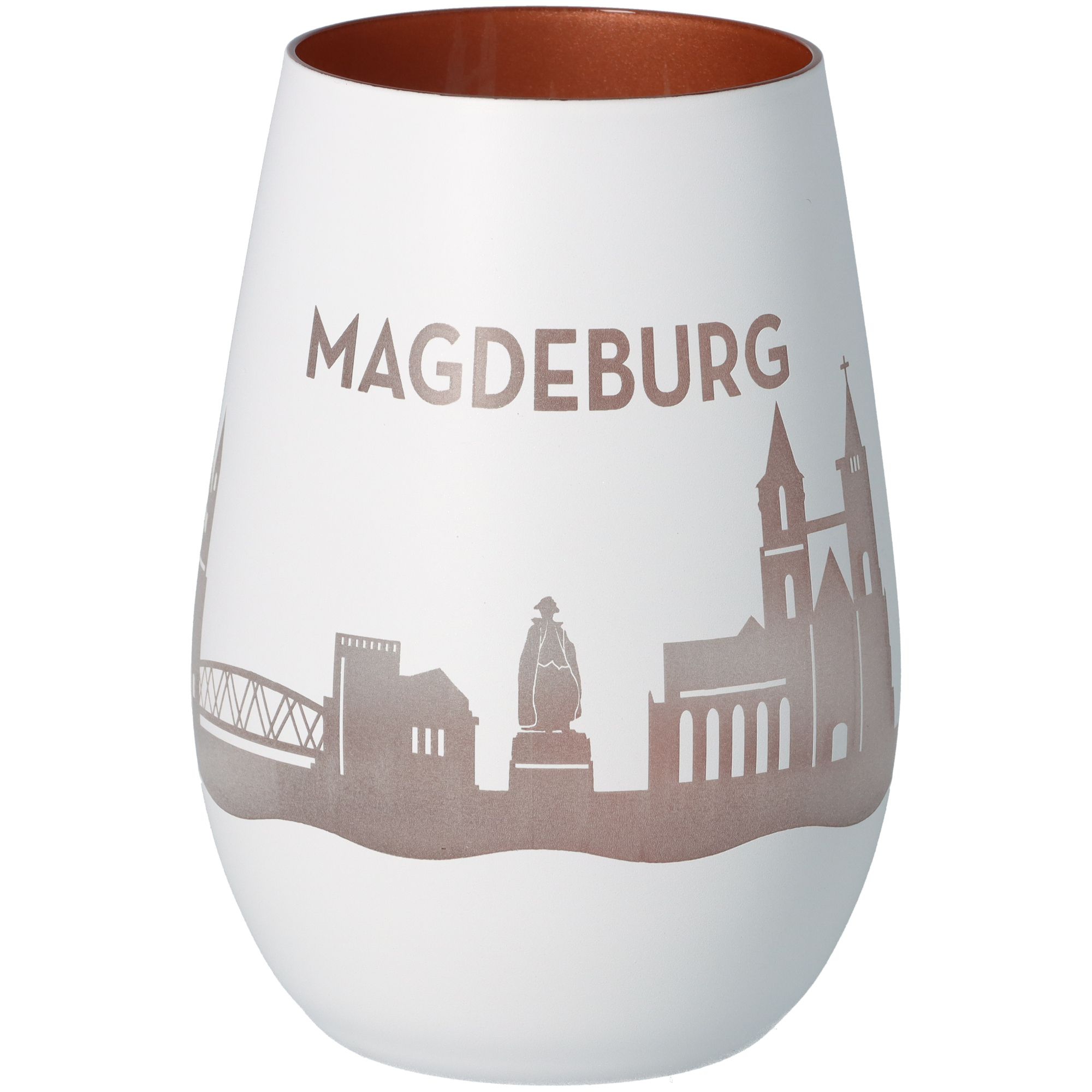 Windlicht Skyline Magdeburg Weiß/Bronze Windlicht Skyline Magdeburg Weiß/Bronze