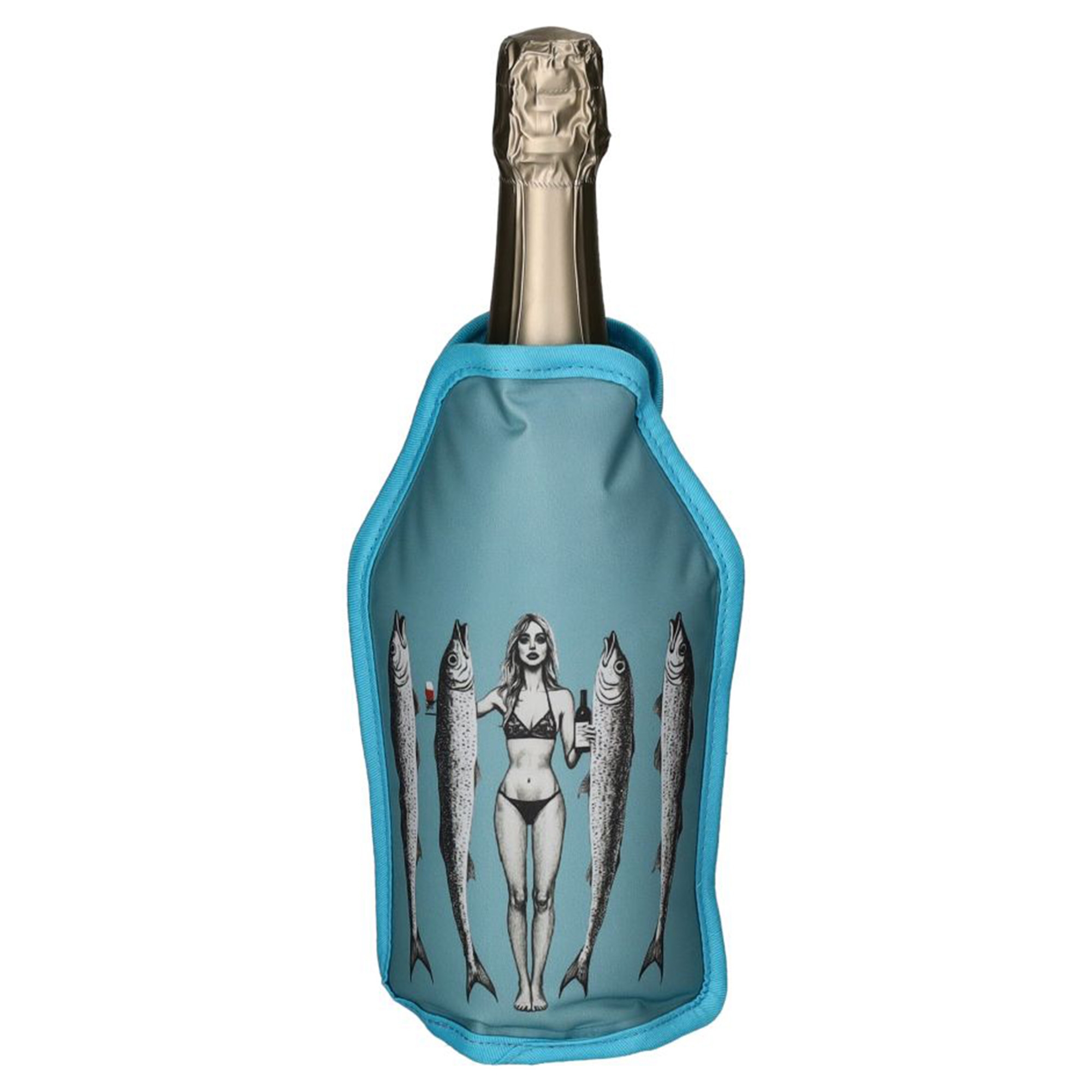 Kühlmanschette "Frau mit Fischen" Flasche, Erwachsener, Weiblich, Person, Frau