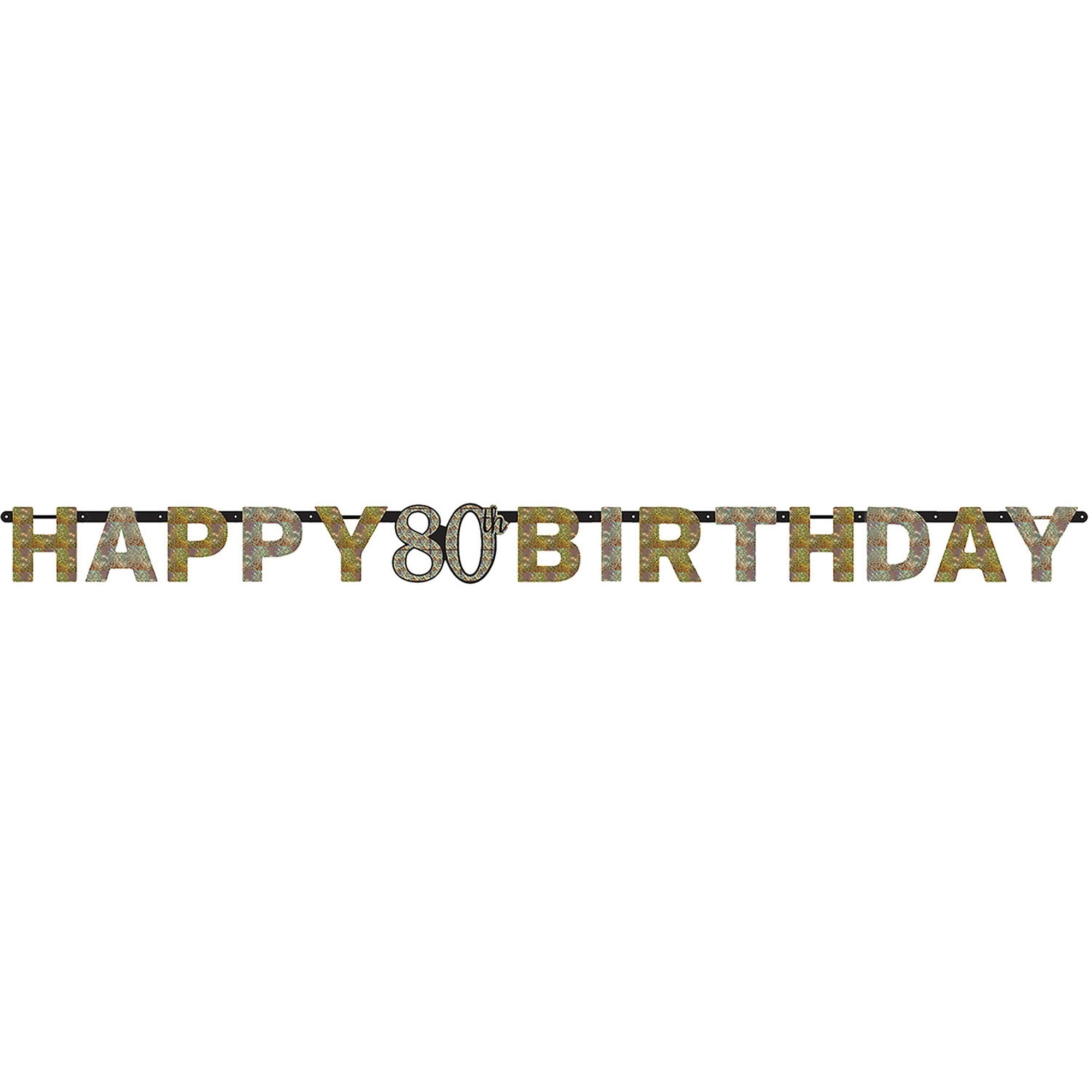 Sparkling Celebration Silber & Gold - Happy Birthday 80 Holo Girlande