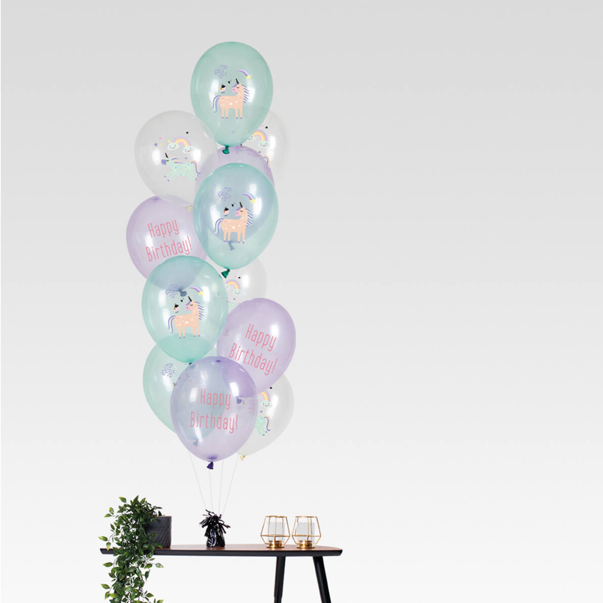 12 Latexballons im Set "Unicorn & Rainbows" Ø 33cm