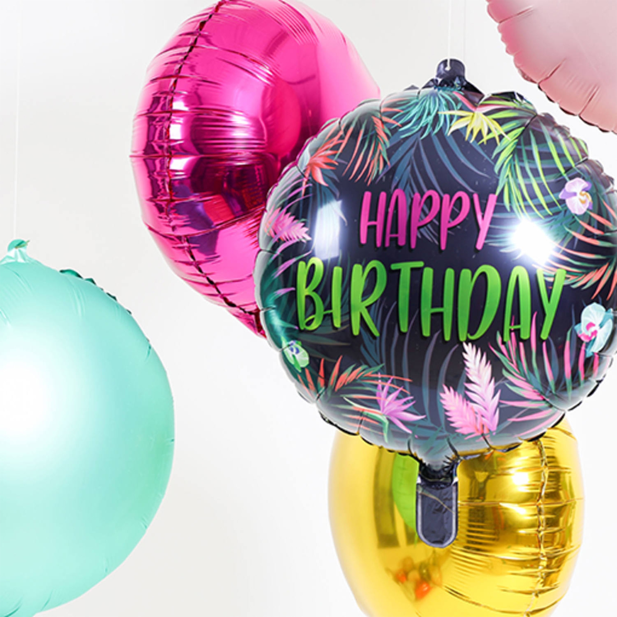 Folienballon "Tropical Birthday" Neon 45 cm