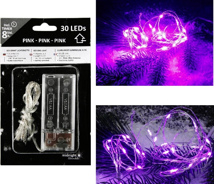 30 LED Draht Lichterkette Pink