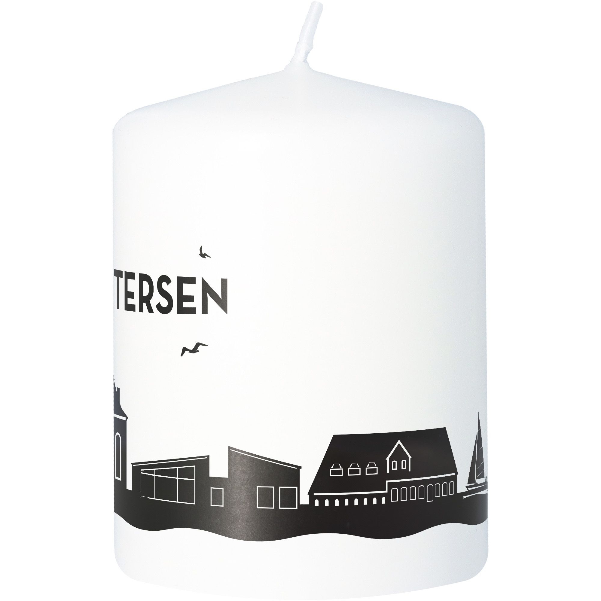 Stumpenkerze Skyline Drochtersen Weiß Kerze