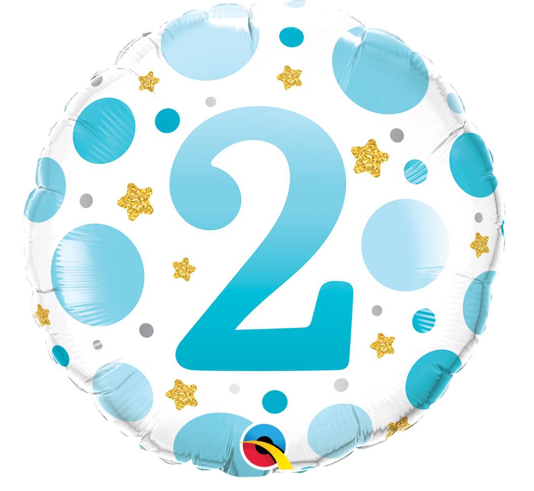 Folienballon Punkte "2" Blau 45cm Folienballon Punkte "2" Blau 45cm