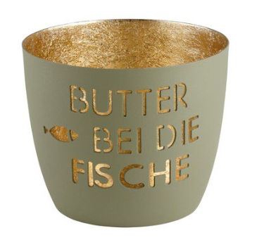 Madras Windlicht "Butter bei die Fische", Sand/Gold - M