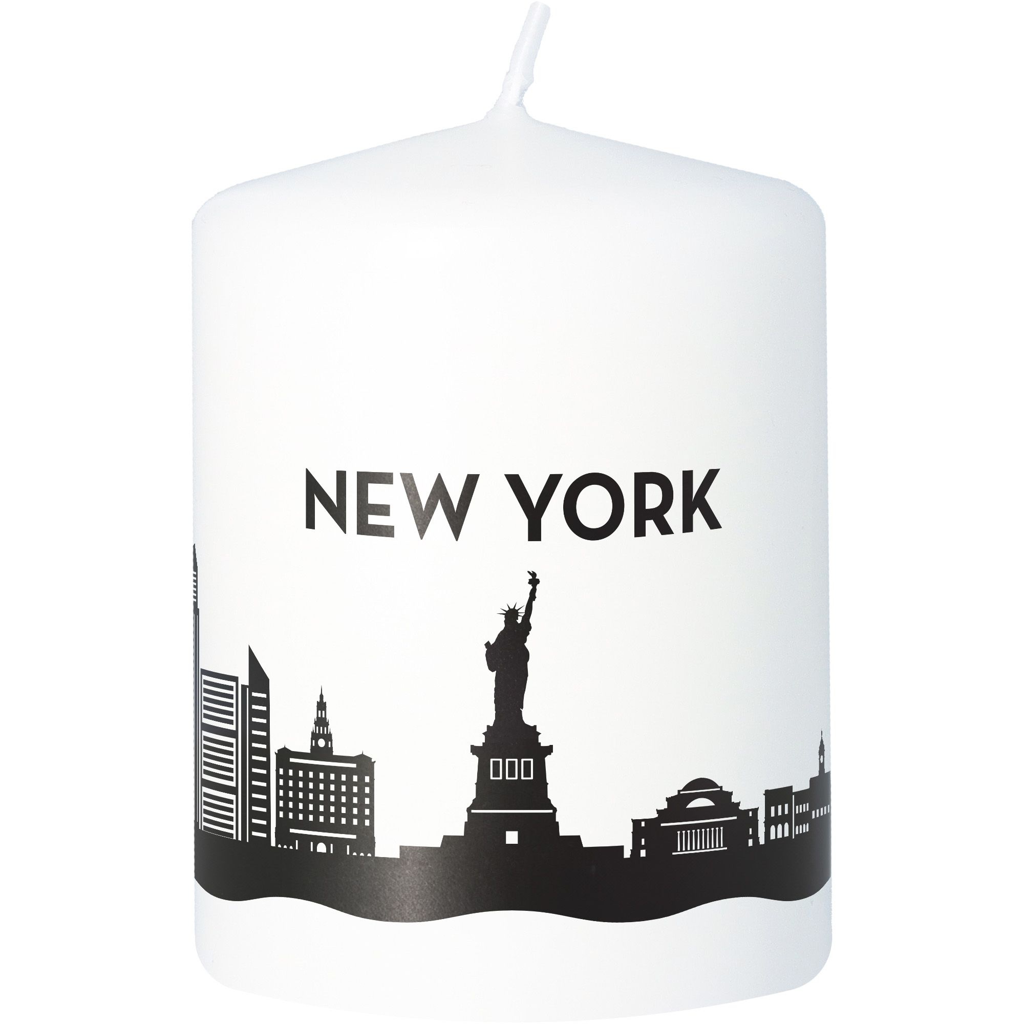 Stumpenkerze Skyline New York Weiß Kerze