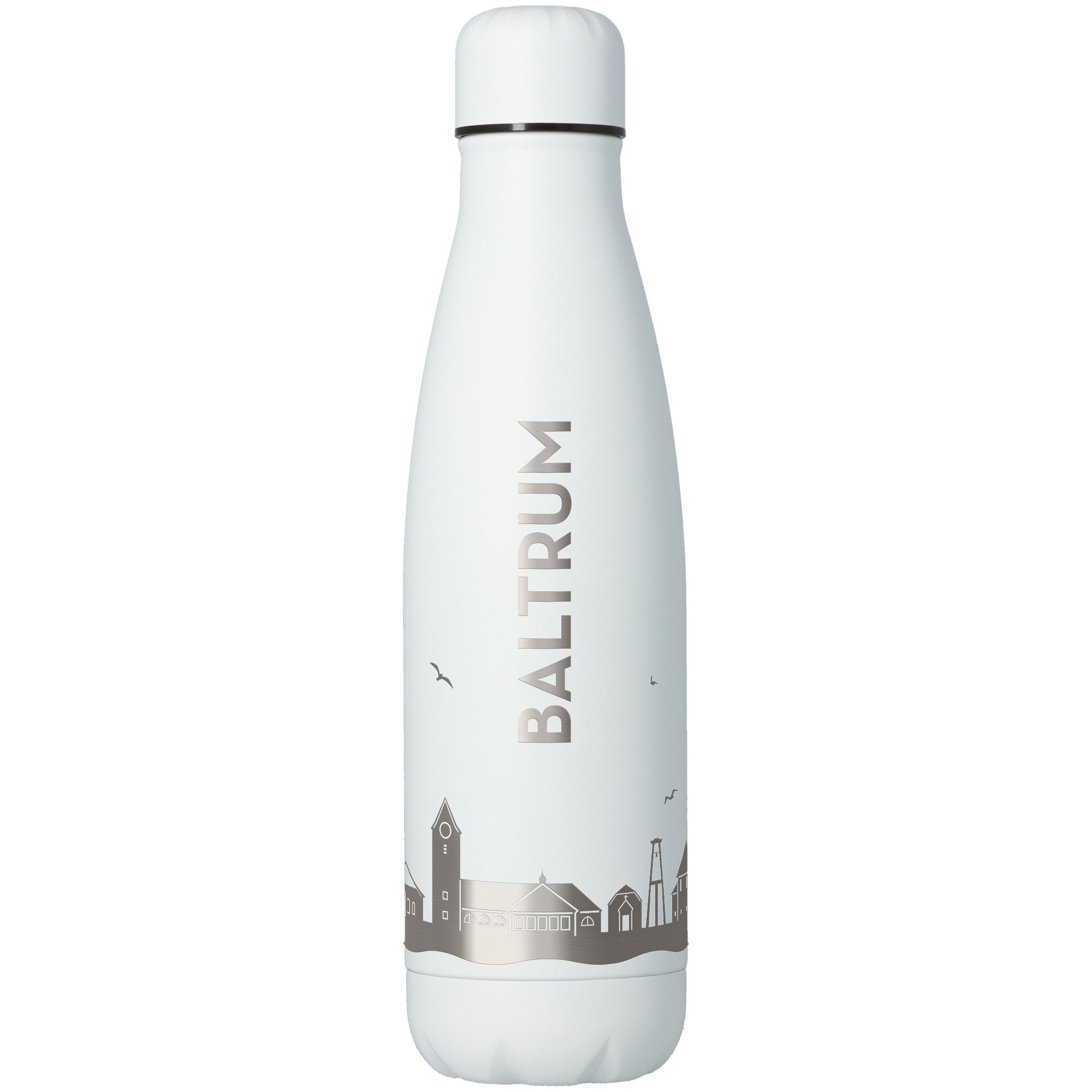 Trinkflasche Skyline Baltrum Weiß 500ml Flasche, Wasserflasche, Shaker