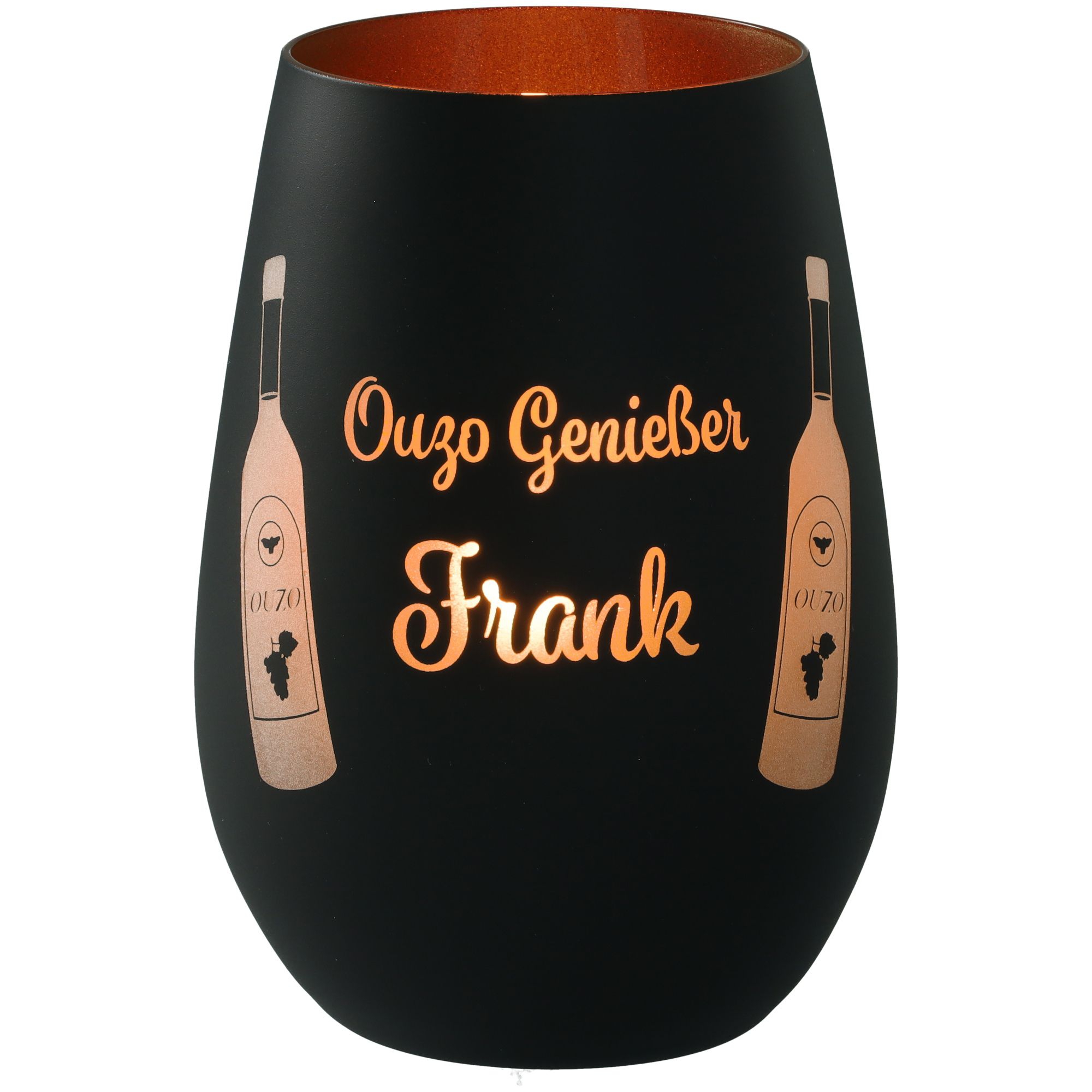 Windlicht Ouzo Genießer "Name" Schwarz/Bronze Windlicht Ouzo Genießer "Name" Schwarz/Bronze