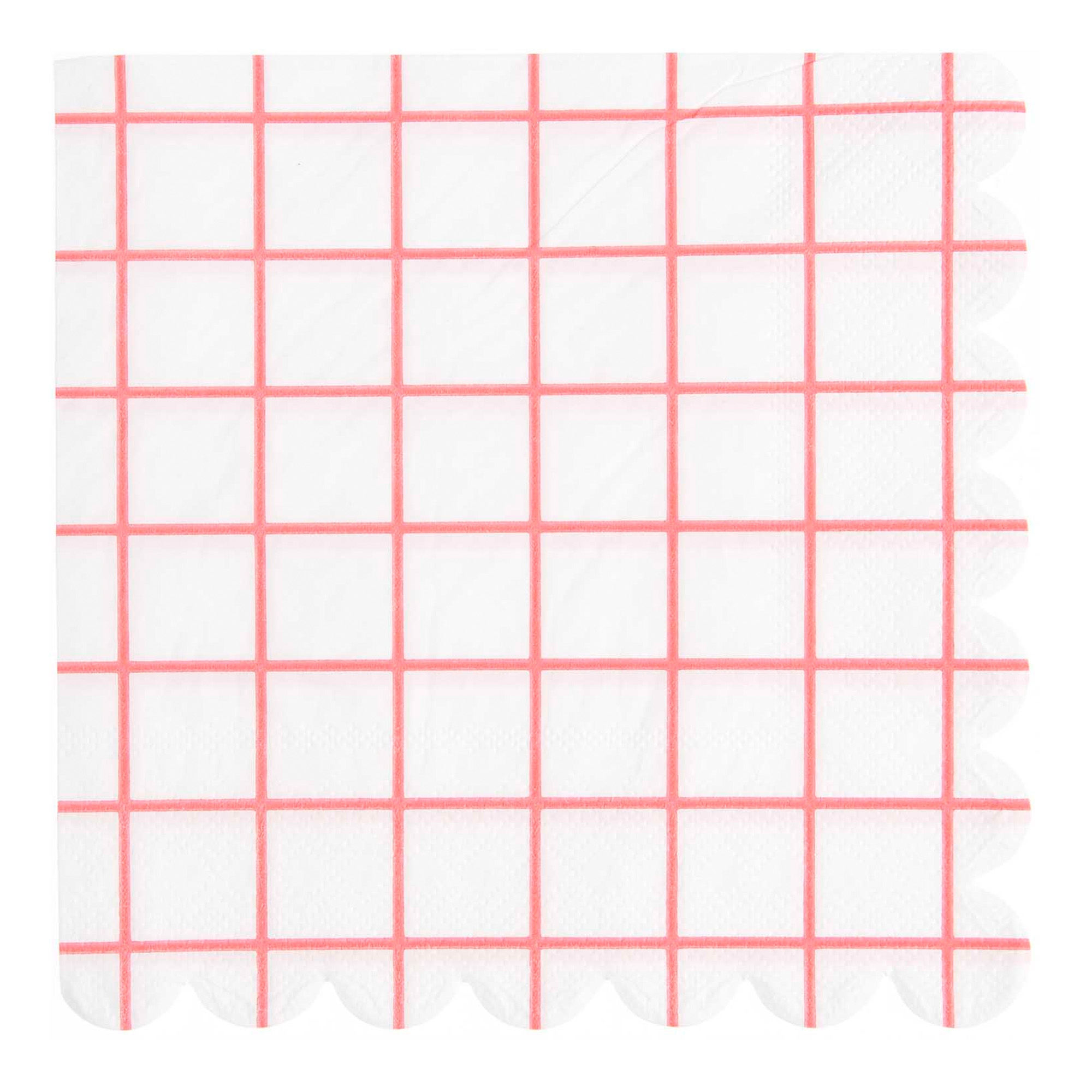 20 Servietten Raster, Weiß/Neon Pink 20 Servietten Raster, Weiß/Neon Pink