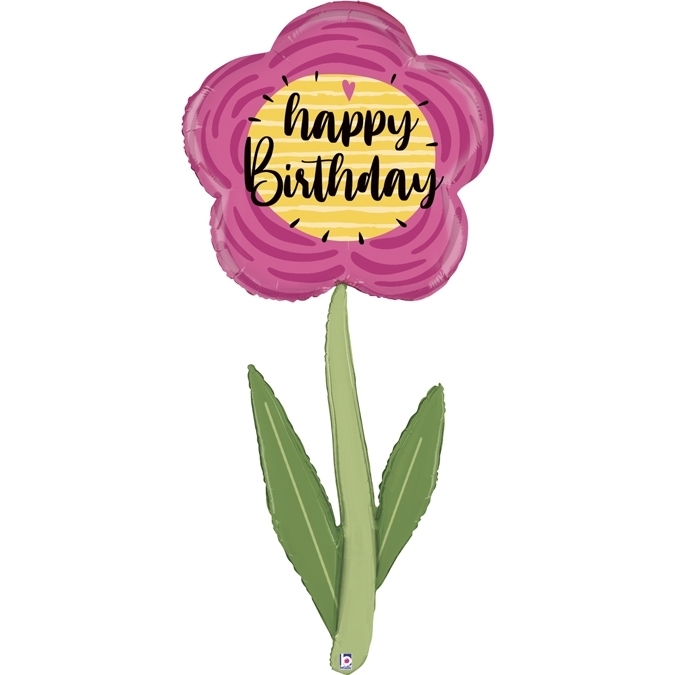 Folienballon "Happy Birthday" Blume 152cm Folienballon "Happy Birthday" Blume 152cm