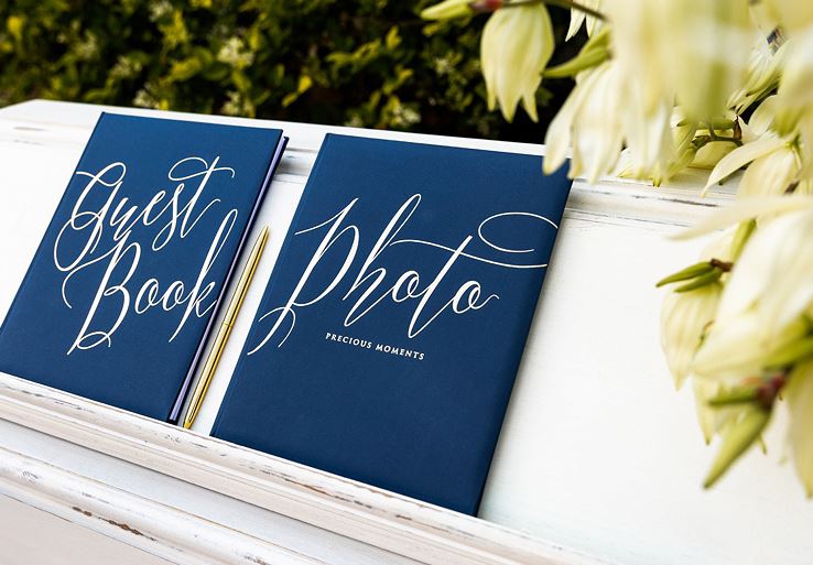 Gästebuch "Guestbook", Dunkelblau/Gold Gästebuch "Guestbook", Dunkelblau/Gold