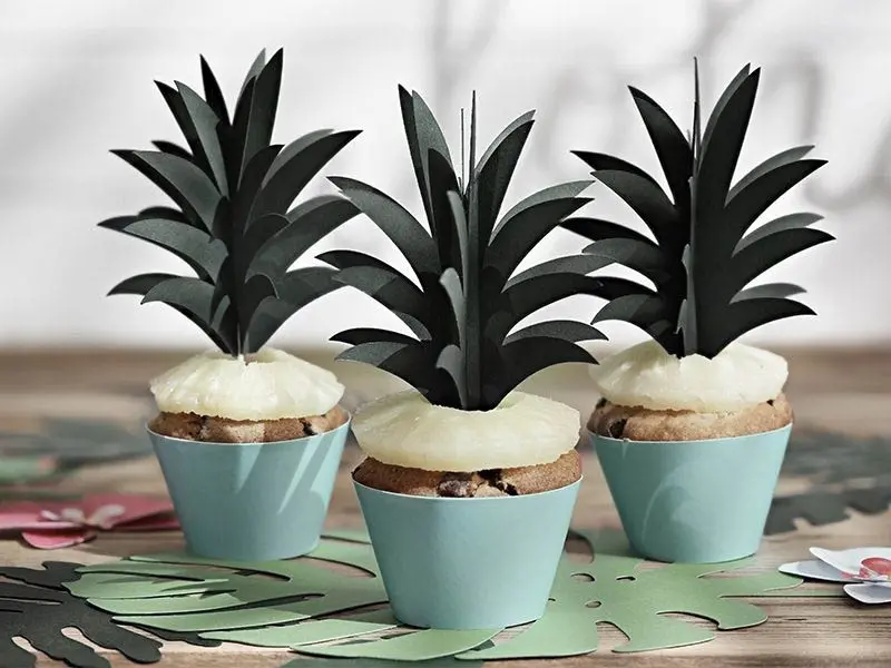 Aloha - 6 3D-Ananas-Cupcake-Topper