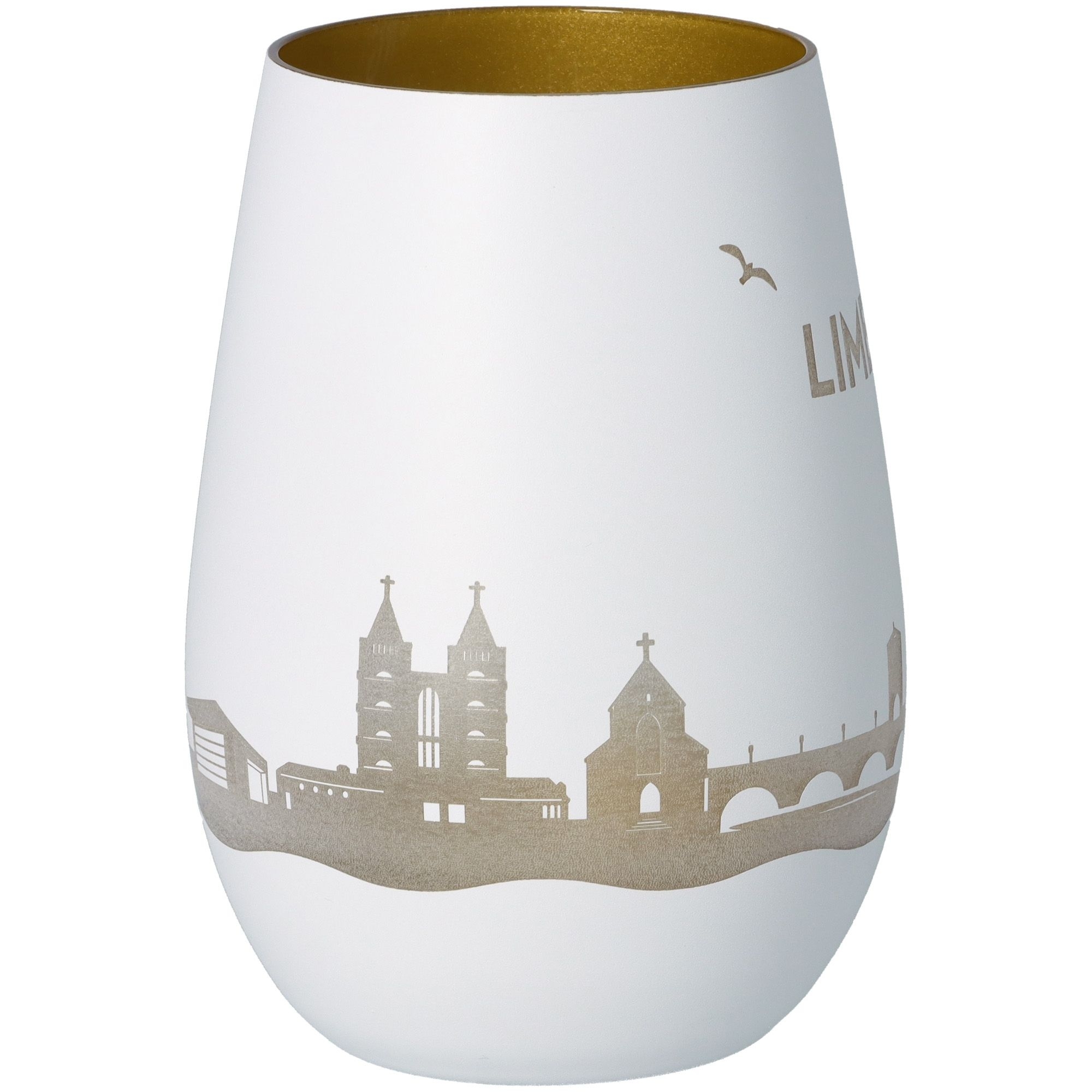 Windlicht Skyline Limburg Weiß/Gold Töpferei, Krug, Vase, Kunst, Porzellan