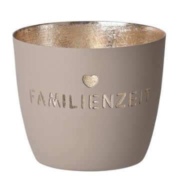 Madras Windlicht "Familienzeit ♥", Sand/Gold - M Madras Windlicht "Familienzeit ♥", Sand/Gold - M