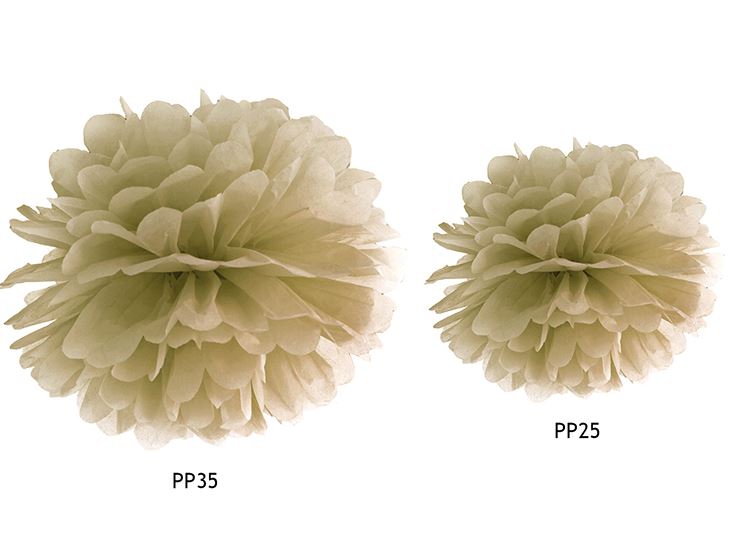 Pompom aus Papier - groß, Gold