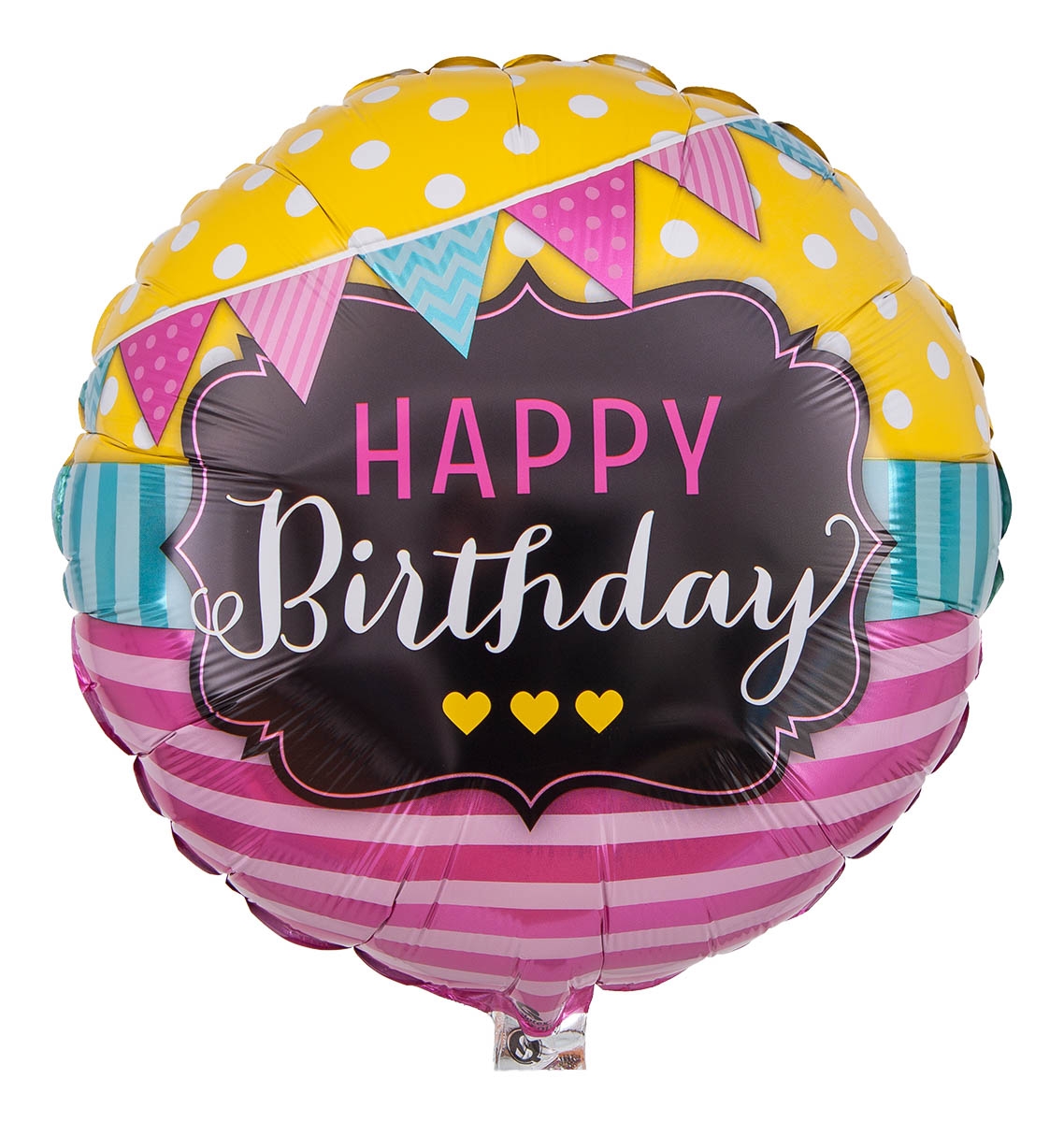 Folienballon Happy Birthday Girlanden & Pinke Streifen 45cm