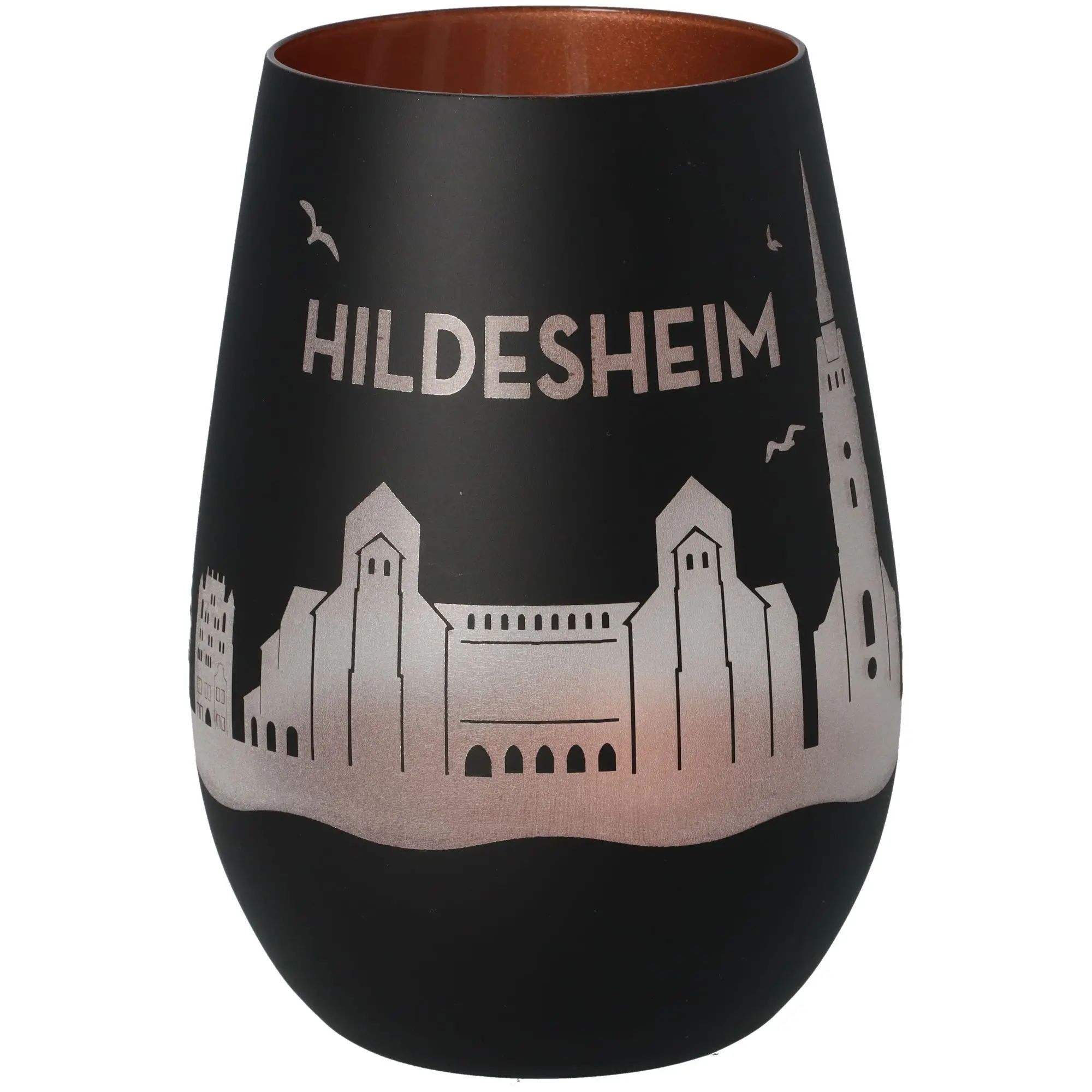 Windlicht Skyline Hildesheim Schwarz/Bronze