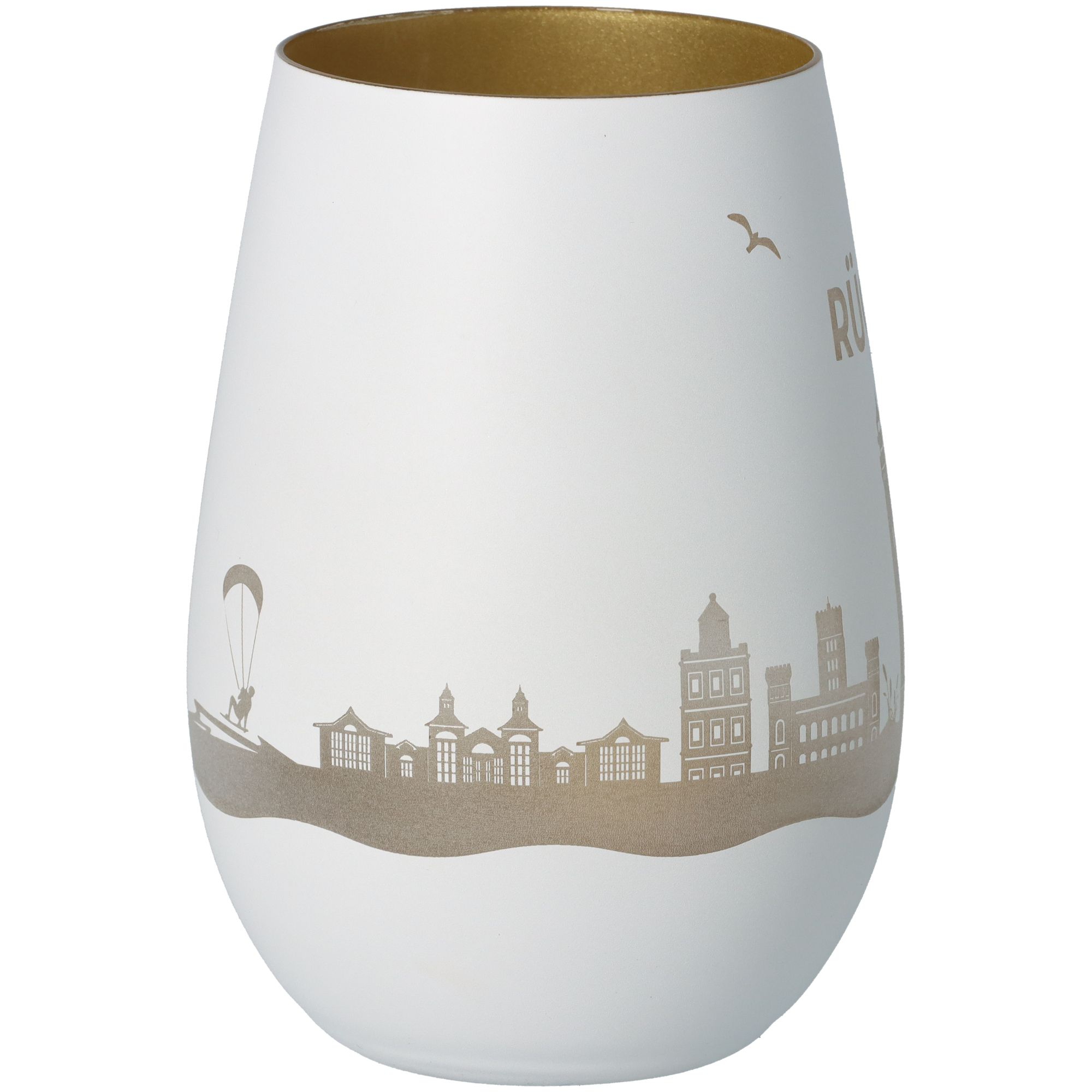 Windlicht Skyline Rügen Weiß/Gold Windlicht Skyline Rügen Weiß/Gold