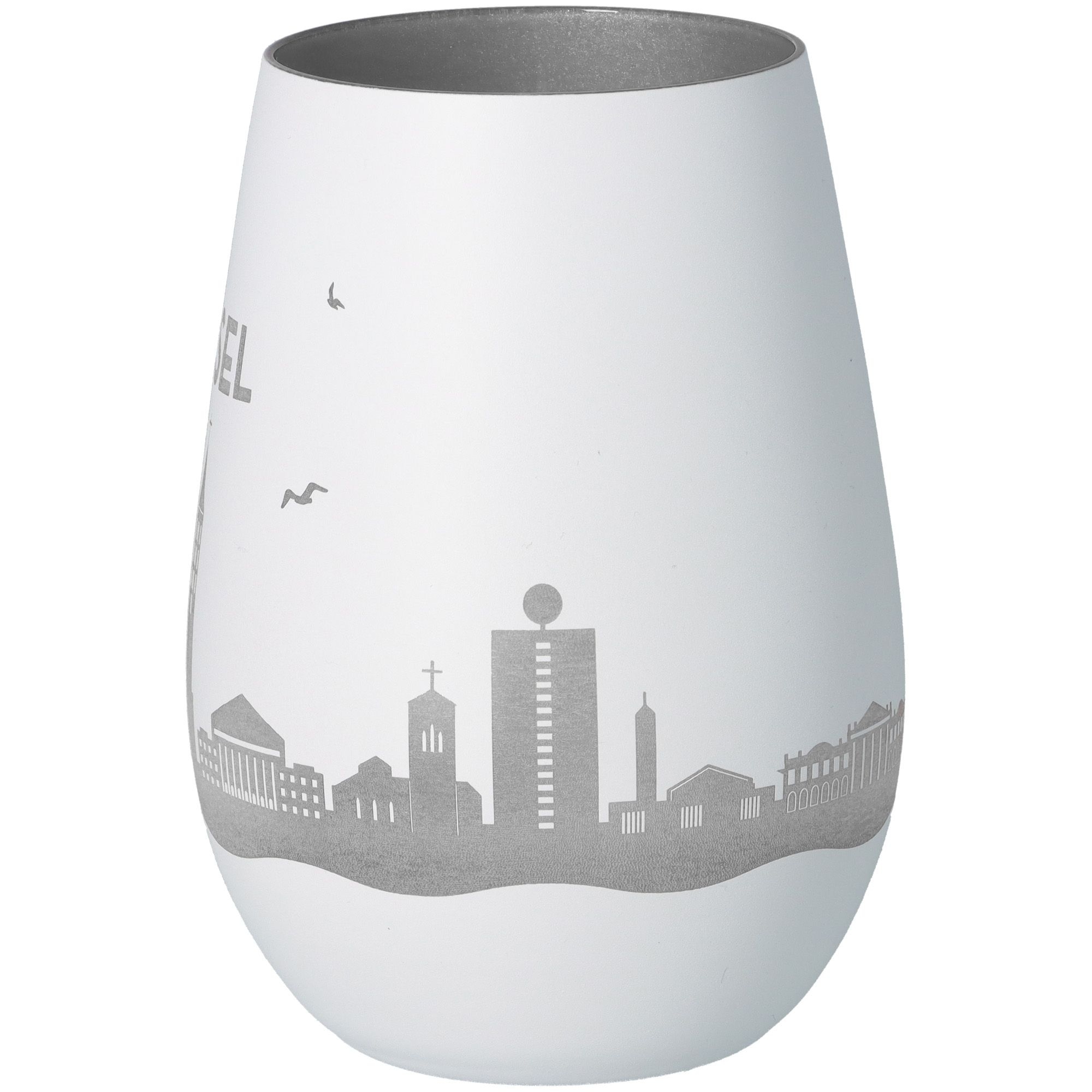 Windlicht Skyline Kassel Weiß/Silber Töpferei, Krug, Vase, Glas, Porzellan