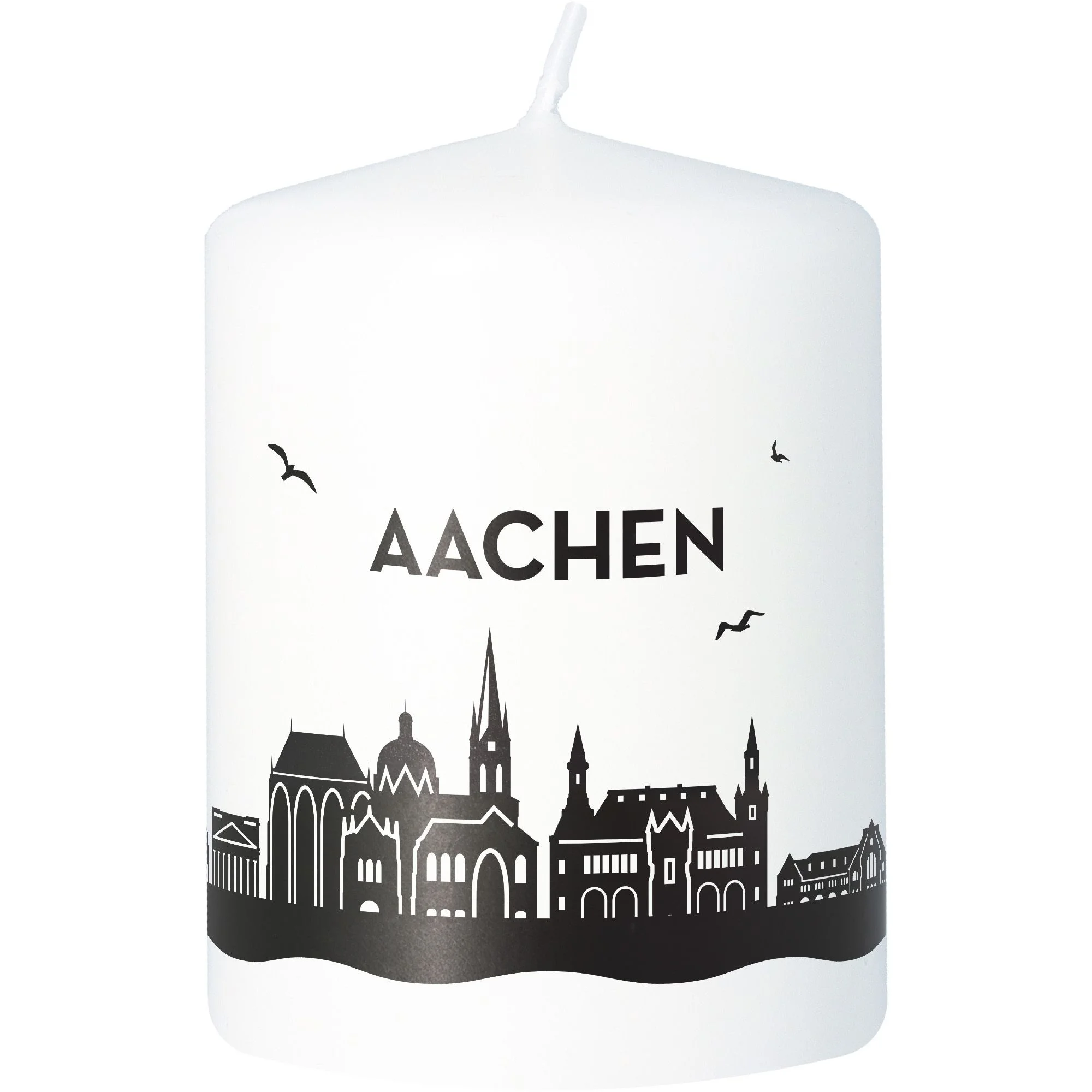 Kerze, Stadtmotiv, Aachen, Wald-Design, Silhouette