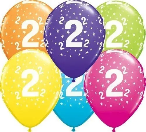 Qualatex Latexballon 2. Geburtstag verschiedene Farben Ø 30cm