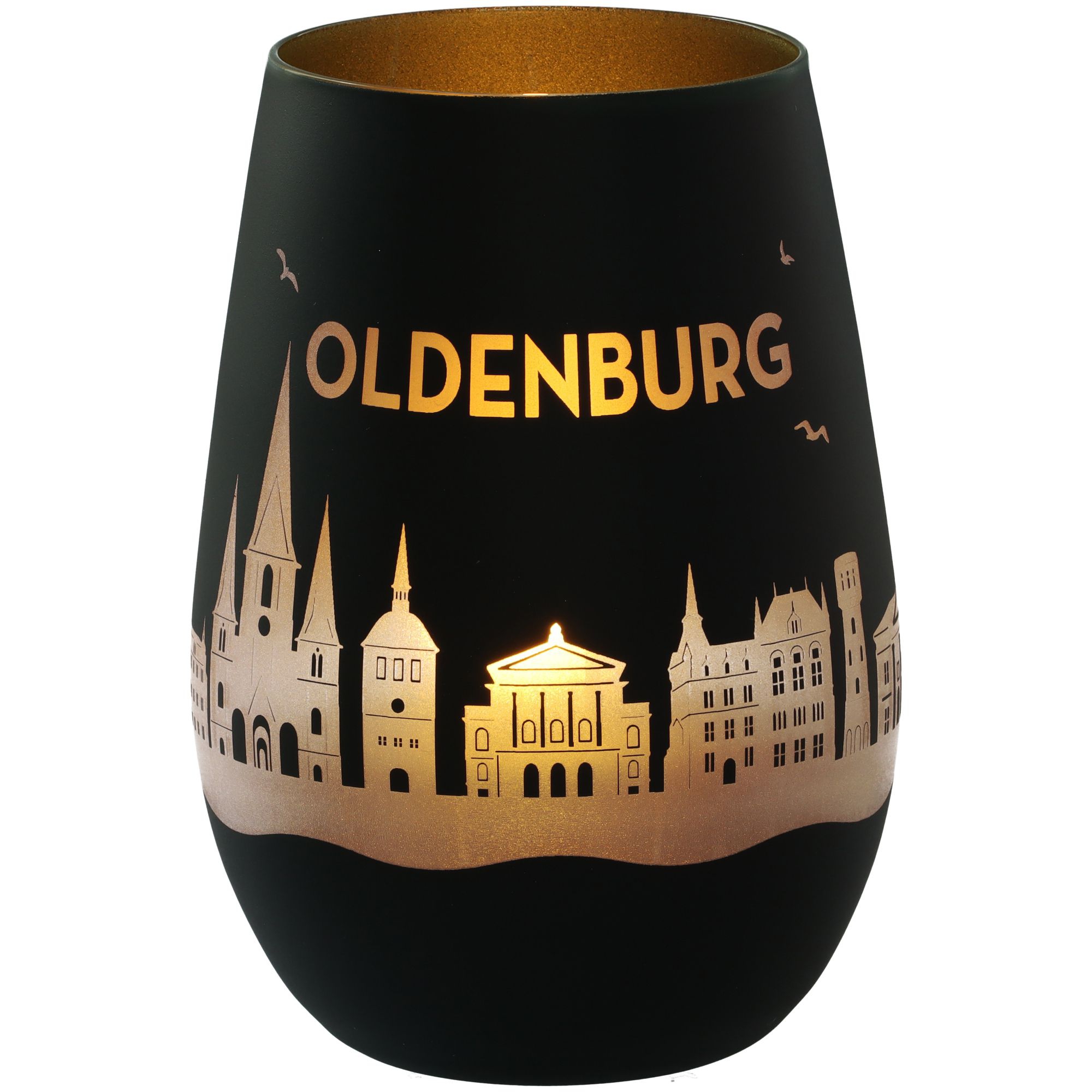 Windlicht Skyline Oldenburg Schwarz/Gold