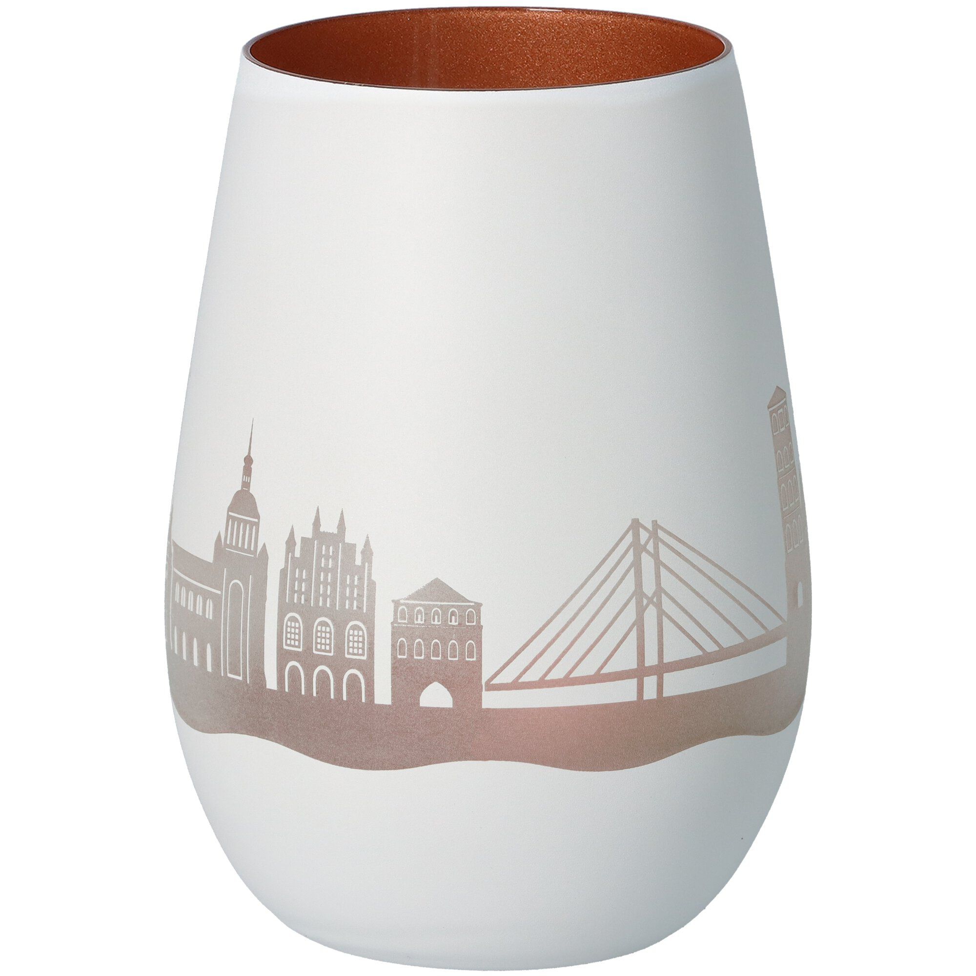 Windlicht Skyline Stralsund Weiß/Bronze Töpferei, Krug, Vase, Kunst, Porzellan