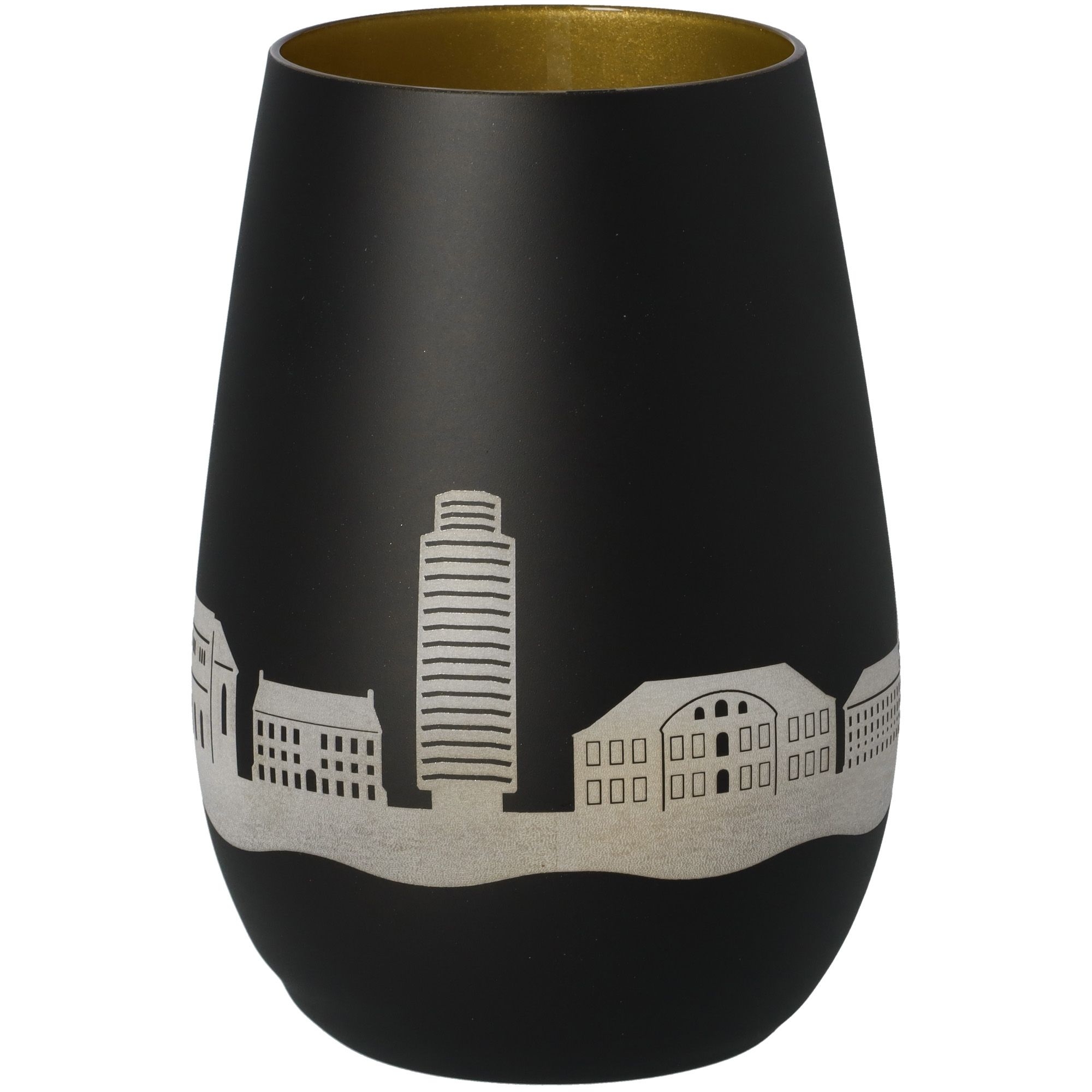 Windlicht Skyline Schleswig Schwarz/Gold Krug, Töpferei, Vase, Lampe