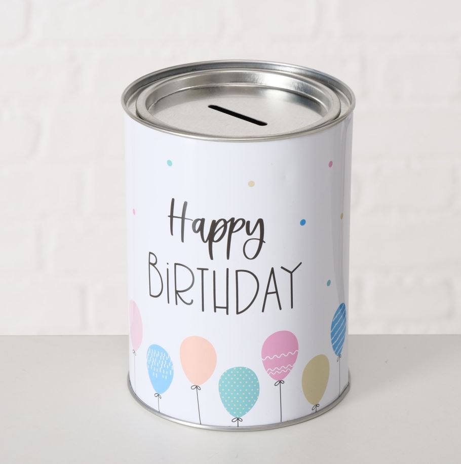 Blechspardose "Happy Birthday" Ballons Blechspardose "Happy Birthday" Ballons