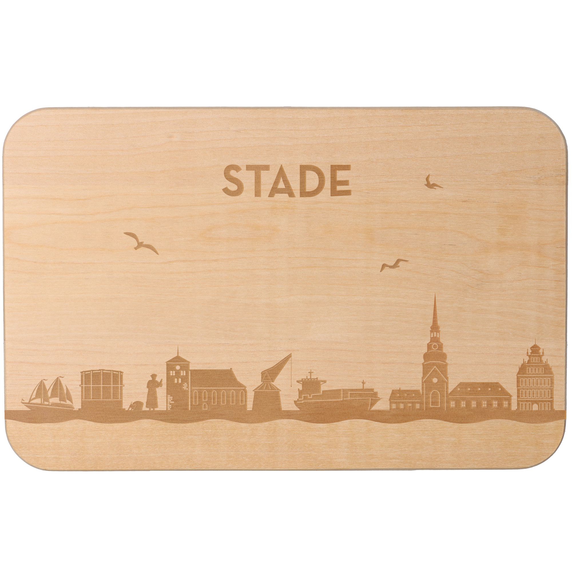Frühstücksbrett Skyline Stade 23cm x 15cm x 1cm Holz, Sperrholz, Matte