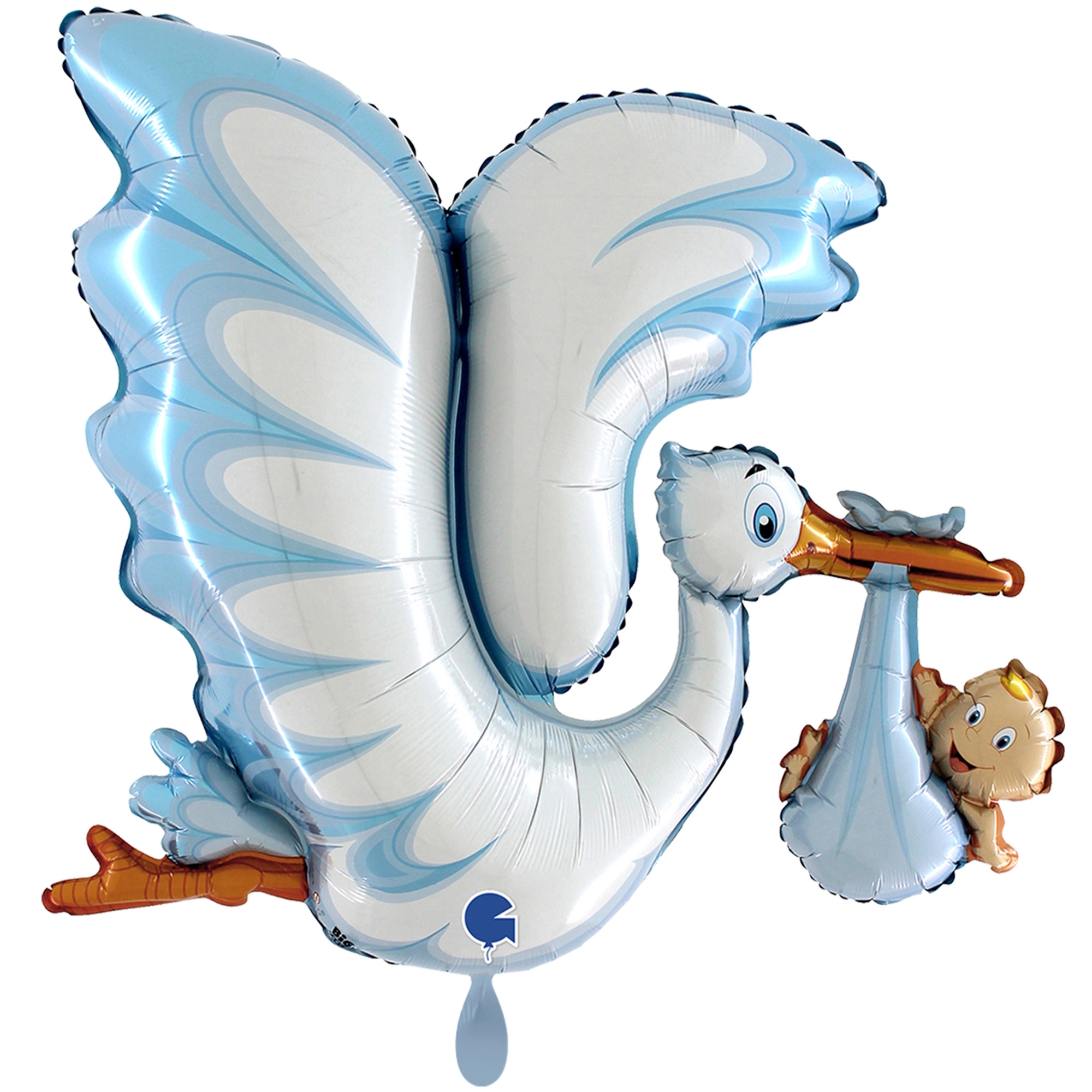 Folienballon "Blauer Storch" 114 cm