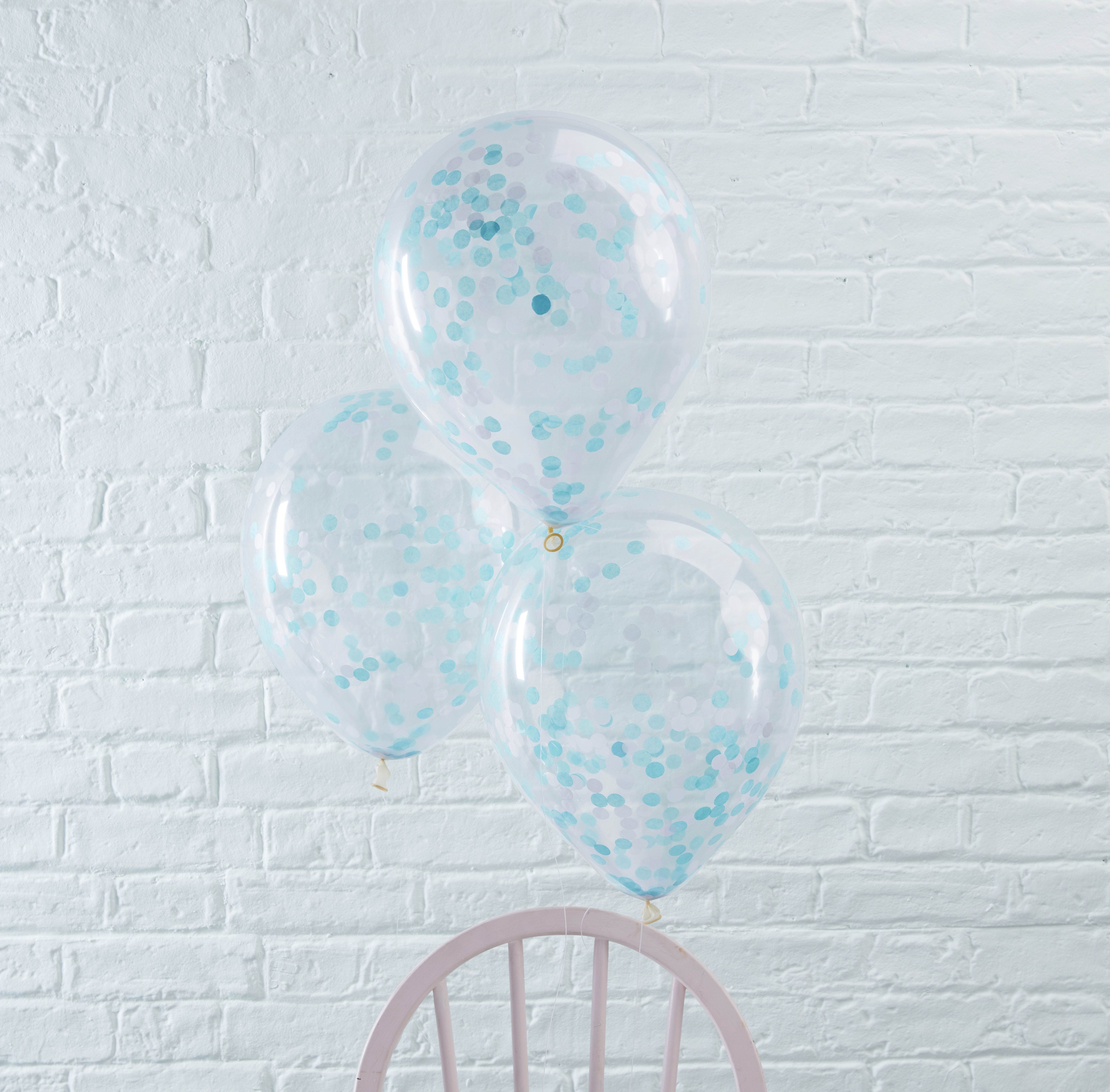 Pick and Mix - 5 Latexballons mit blauem Konfetti Ø 30cm