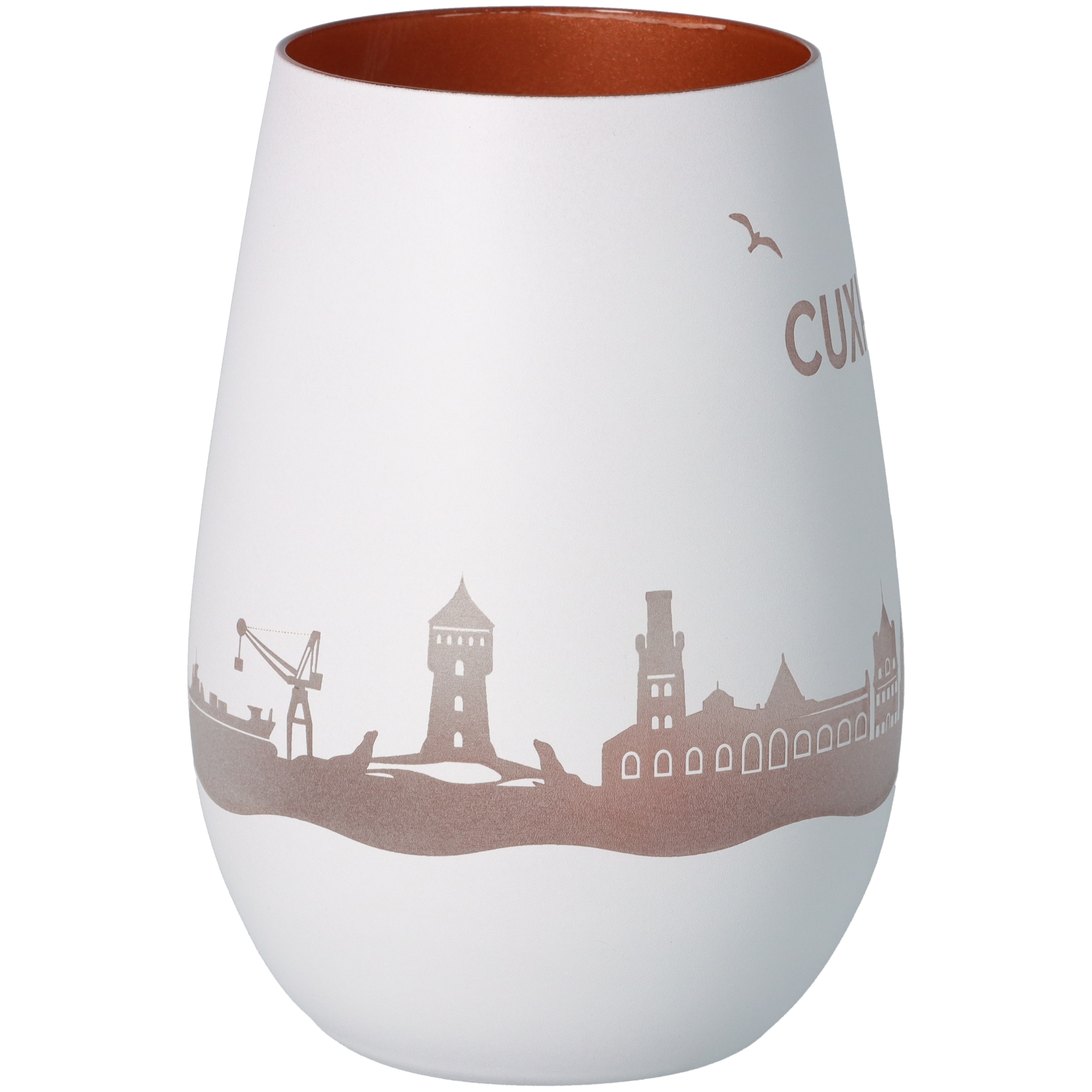 Windlicht Skyline Cuxhaven Weiß/Bronze Windlicht Skyline Cuxhaven Weiß/Bronze