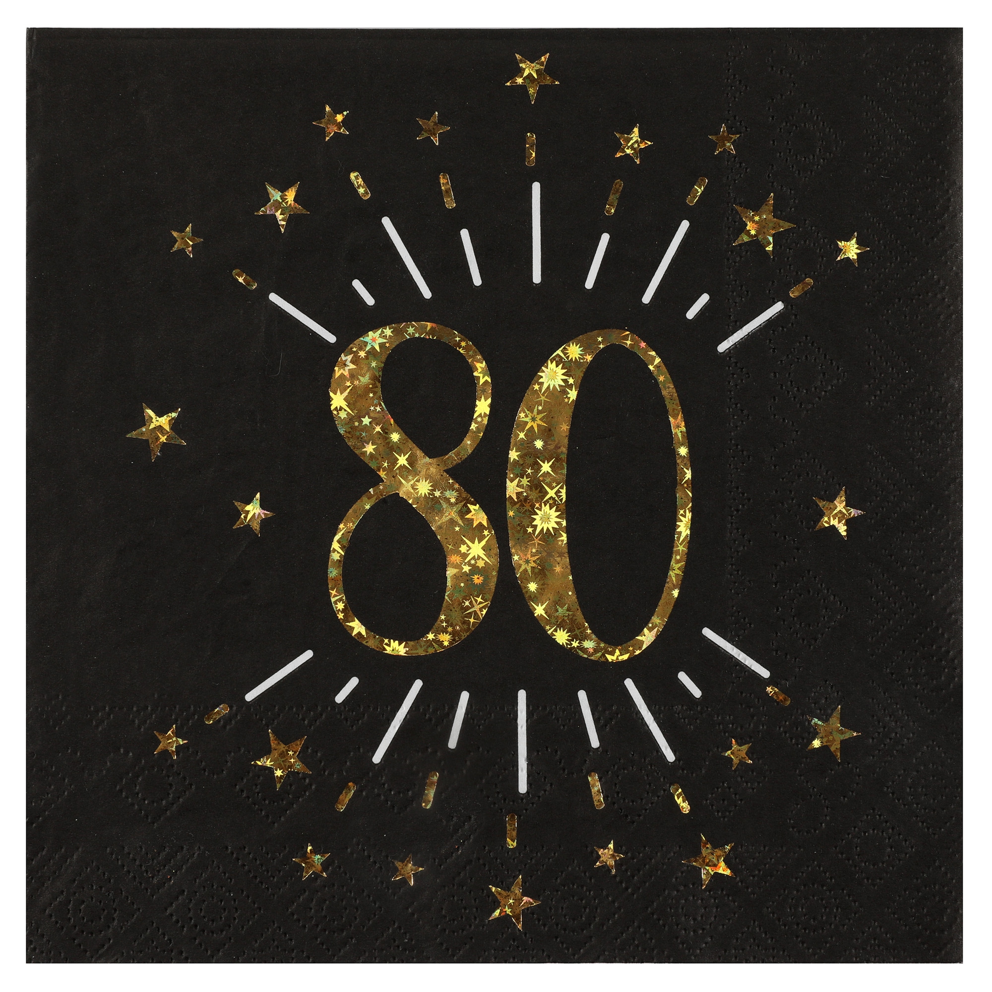 80. Geburtstag - 10 Servietten, Schwarz/Gold