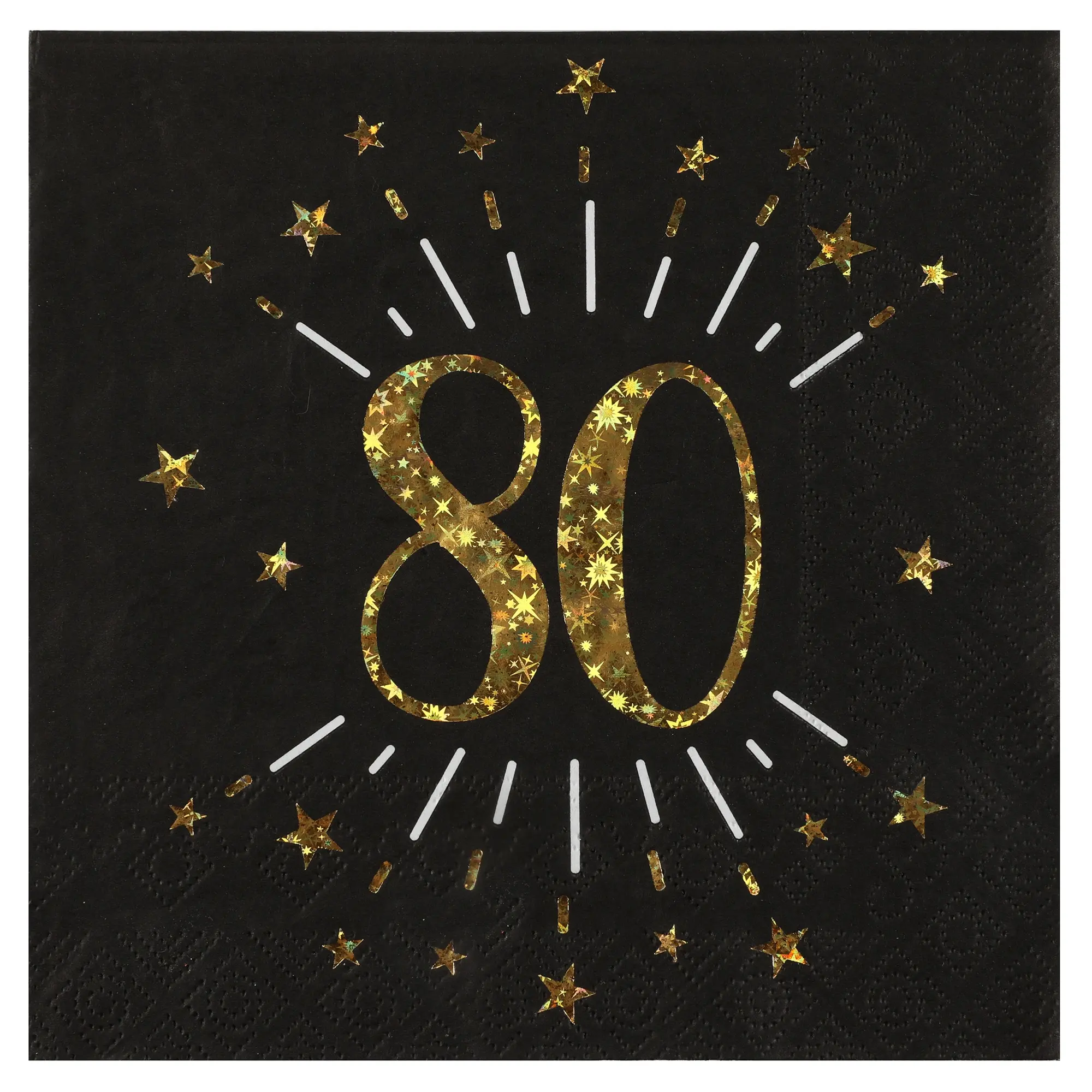 80. Geburtstag - 10 Servietten, Schwarz/Gold