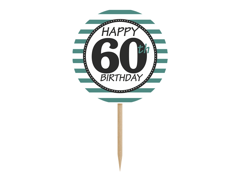 6 Cupcake Topper zum 60. Geburtstag