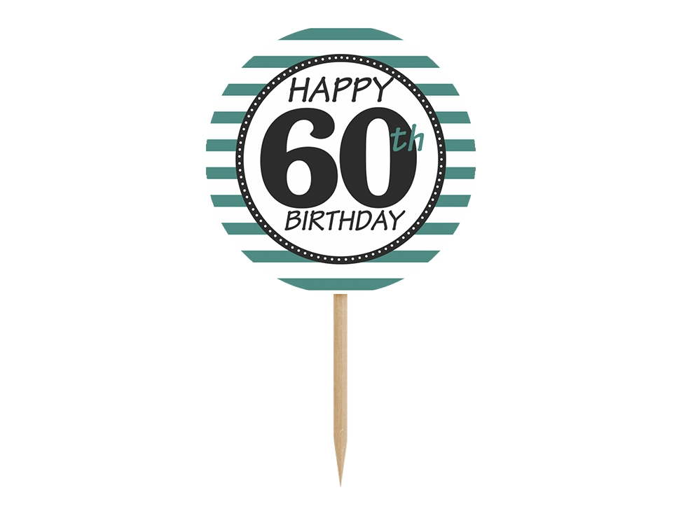 6 Cupcake Topper zum 60. Geburtstag 6 Cupcake Topper zum 60. Geburtstag