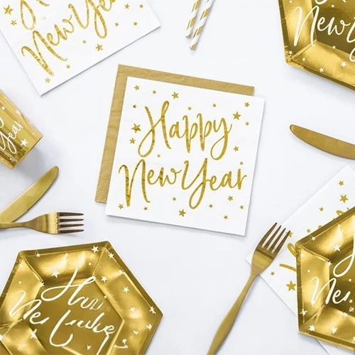 Neujahrskarte, Karten-Design, Goldfolie, Schriftzug, Sterne